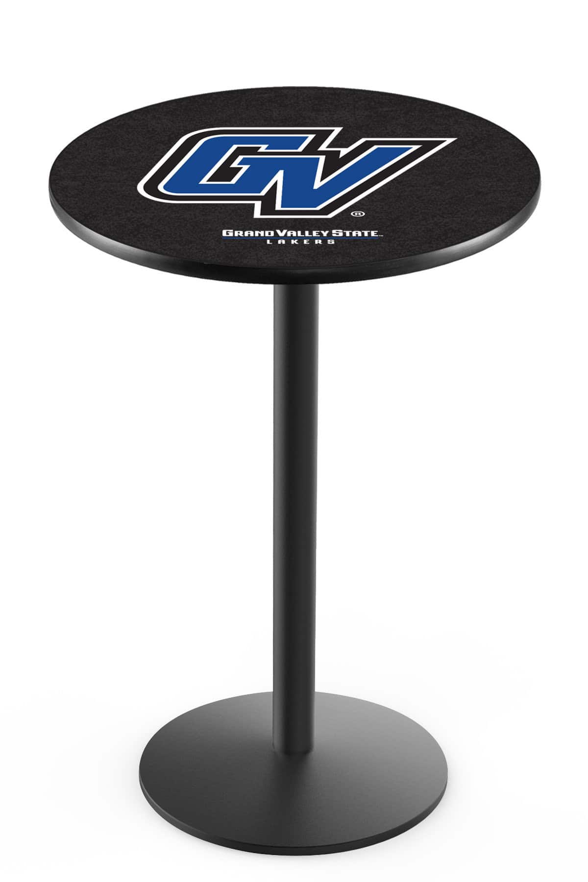 Grand Valley State University 42-Inch Pub Table with 30-Inch Top, Round Base Base, and Black Wrinkle Finish