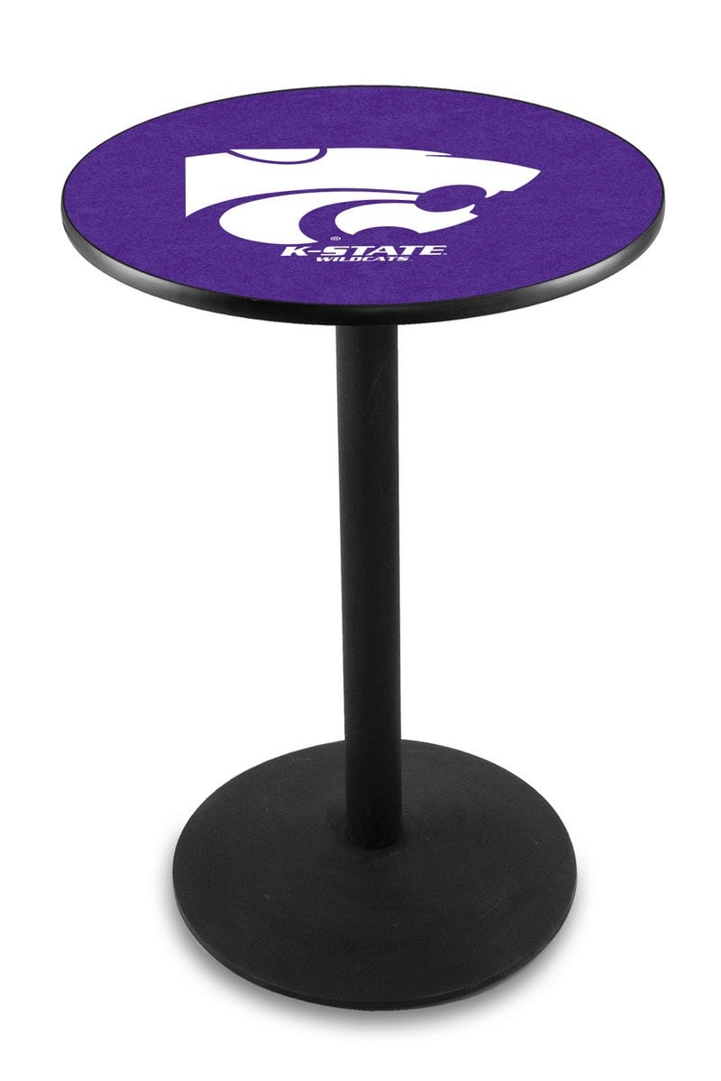 Kansas State University 36-Inch Pub Table with 36-Inch Top, Round Base Base, and Black Wrinkle Finish