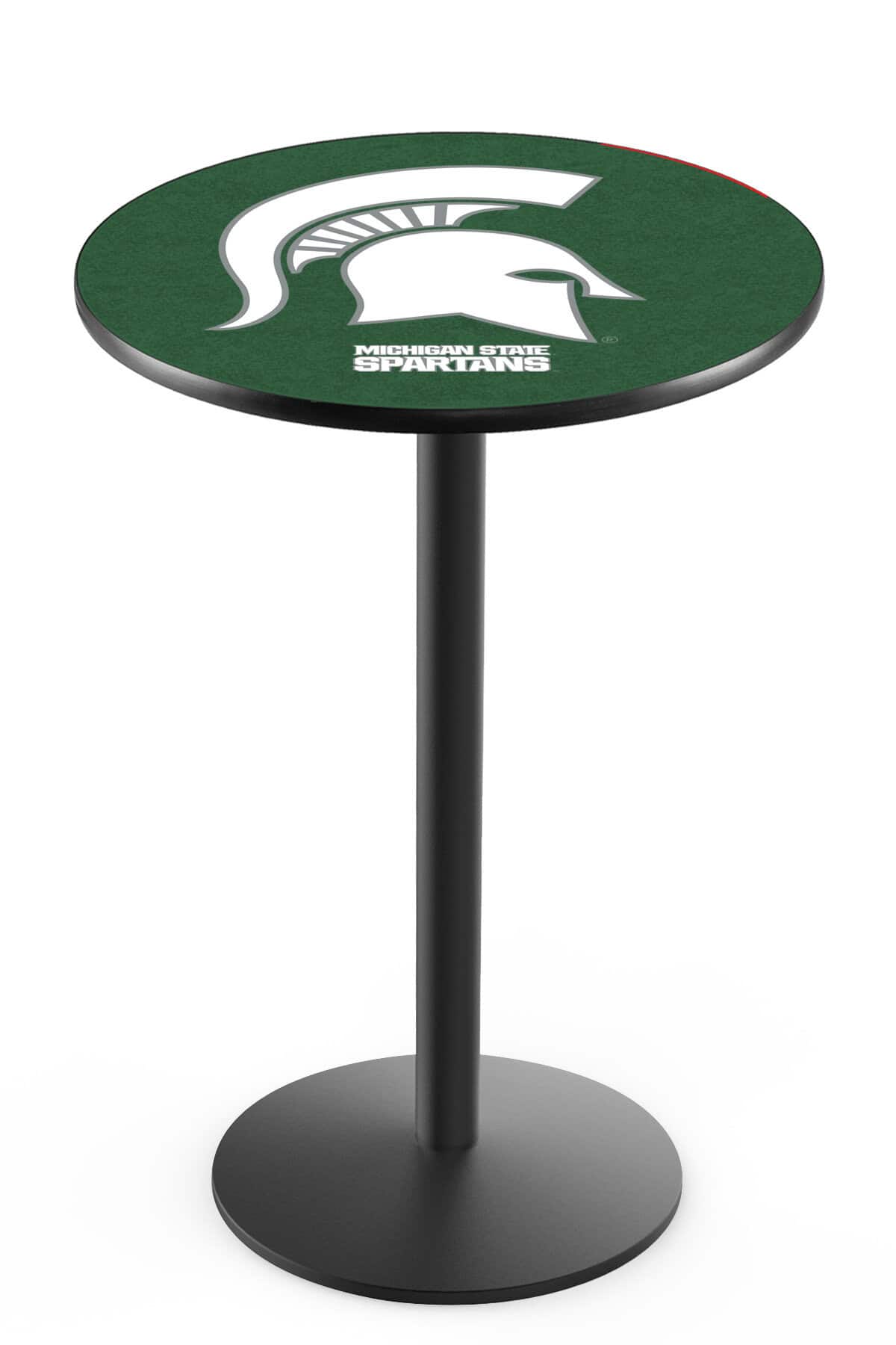 Michigan State University 42-Inch Pub Table with 30-Inch Top, Round Base Base, and Black Wrinkle Finish