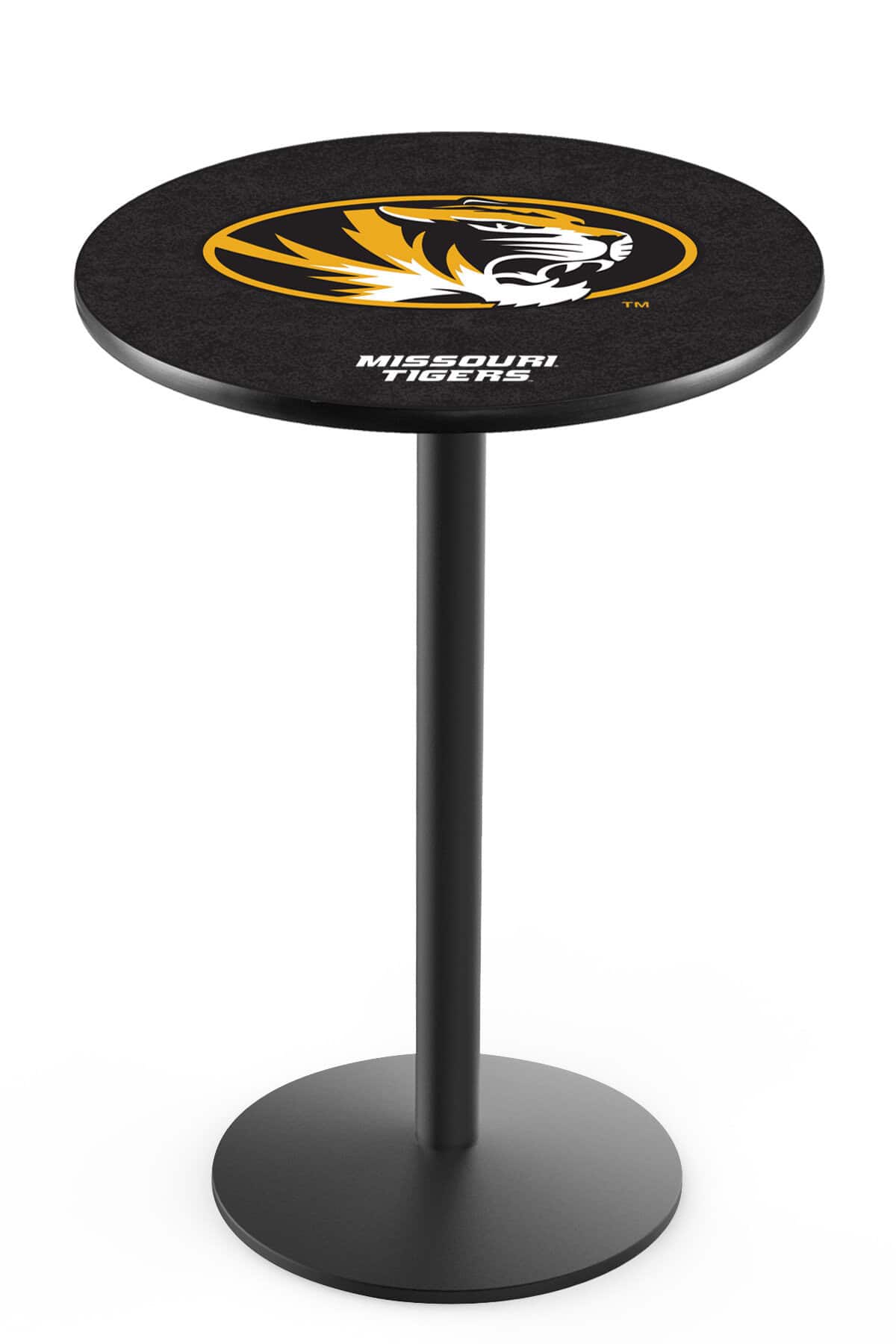 University of Missouri 42-Inch Pub Table with 30-Inch Top, Round Base Base, and Black Wrinkle Finish