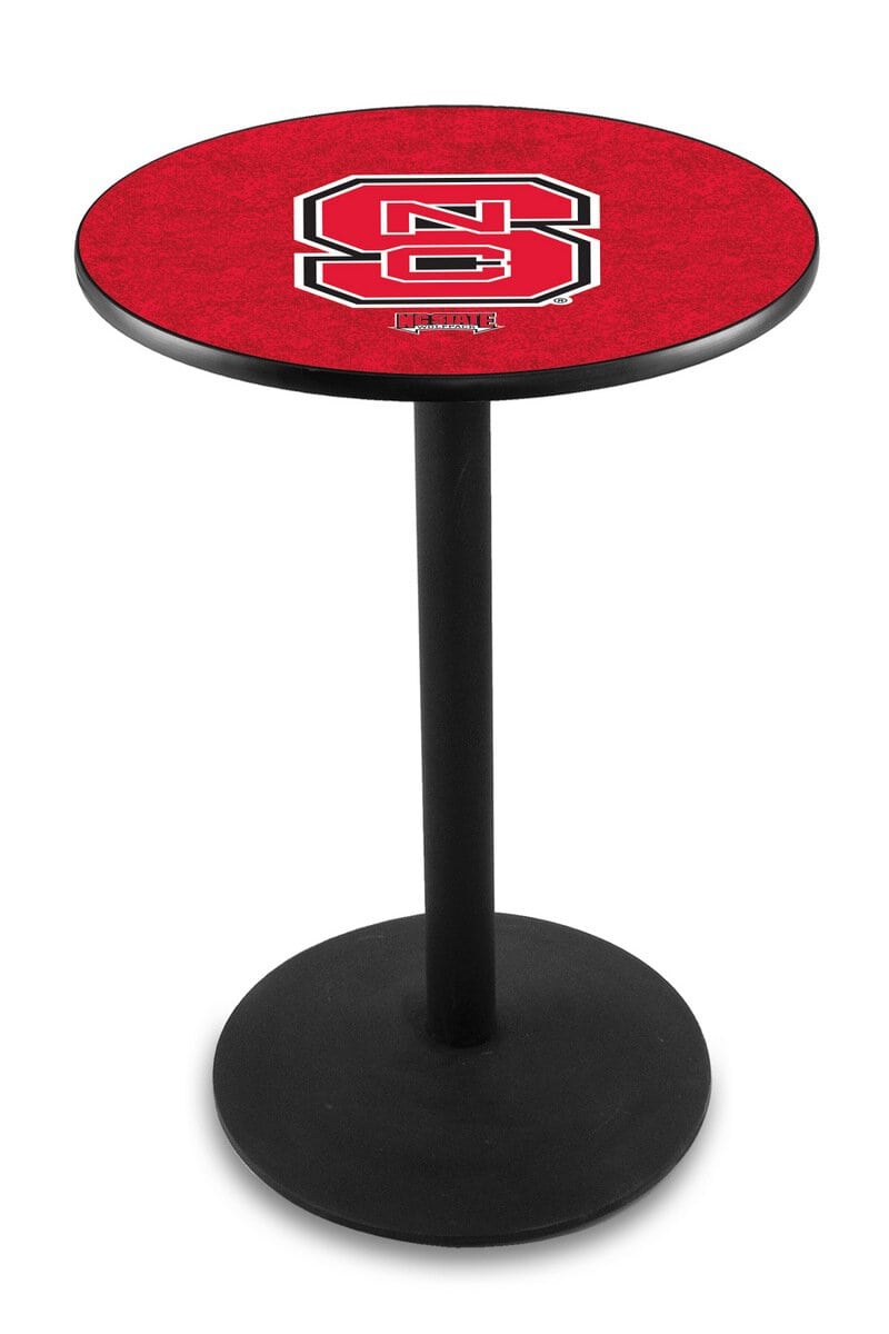 North Carolina State University 36-Inch Pub Table with 30-Inch Top, Round Base Base, and Black Wrinkle Finish