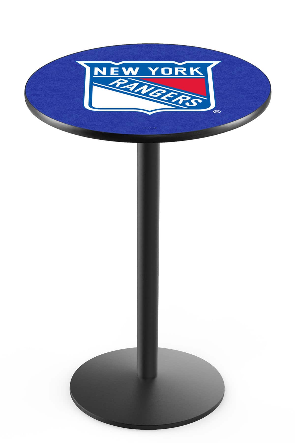 New York Rangers 42-Inch Pub Table with 30-Inch Top, Round Base Base, and Black Wrinkle Finish