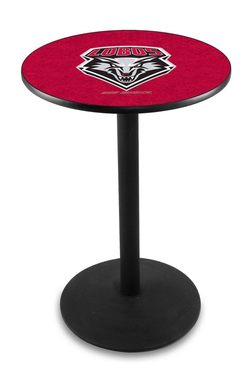 University of New Mexico 36-Inch Pub Table with 36-Inch Top, Round Base Base, and Black Wrinkle Finish