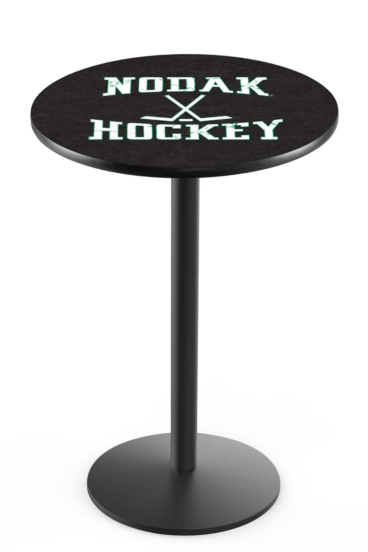 University of North Dakota (Hockey) 42-Inch Pub Table with 36-Inch Top, Round Base Base, and Black Wrinkle Finish