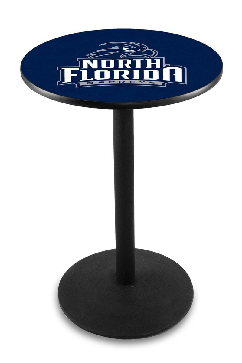 University of North Florida 36-Inch Pub Table with 30-Inch Top, Round Base Base, and Black Wrinkle Finish