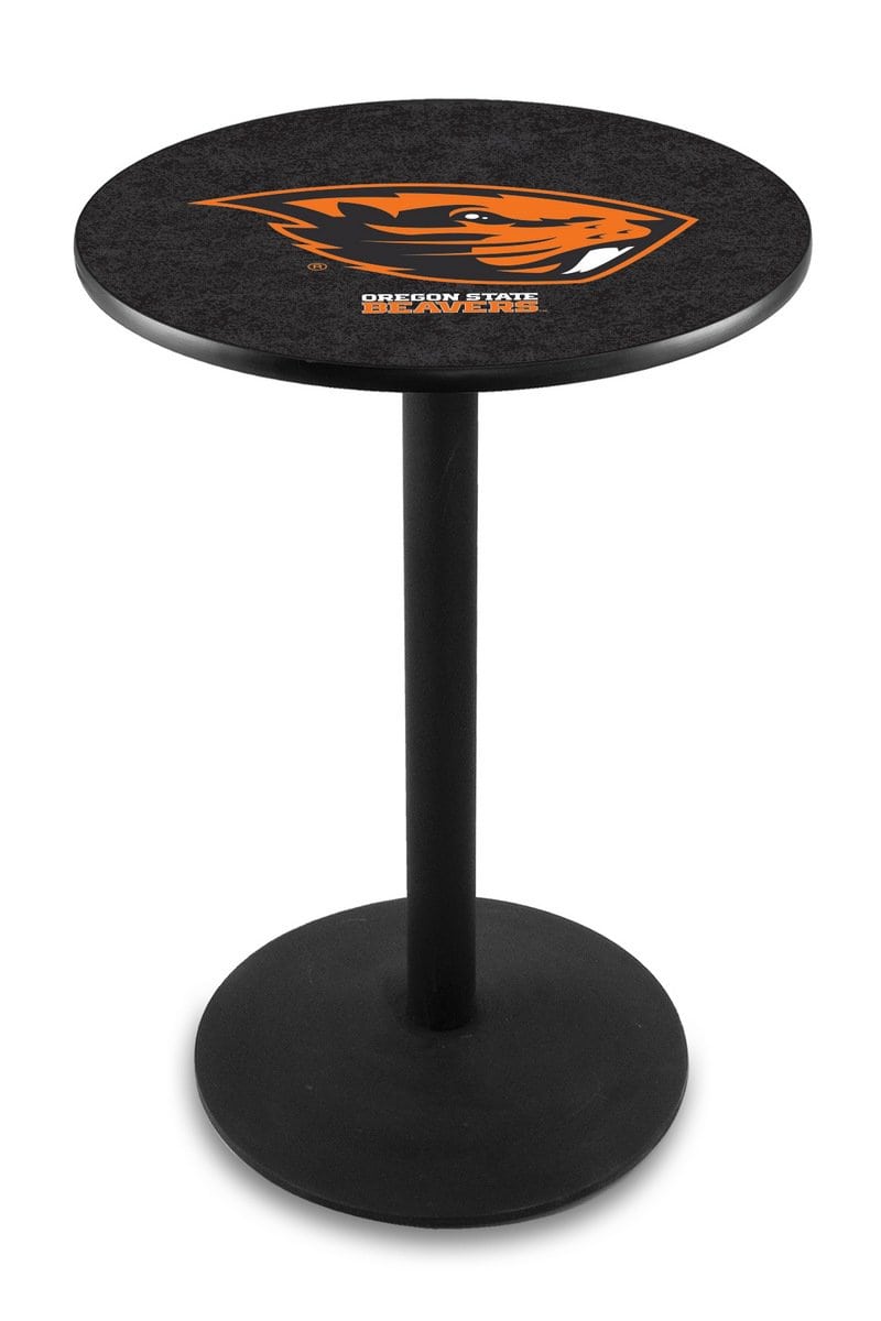 Oregon State University 42-Inch Pub Table with 30-Inch Top, Round Base Base, and Black Wrinkle Finish