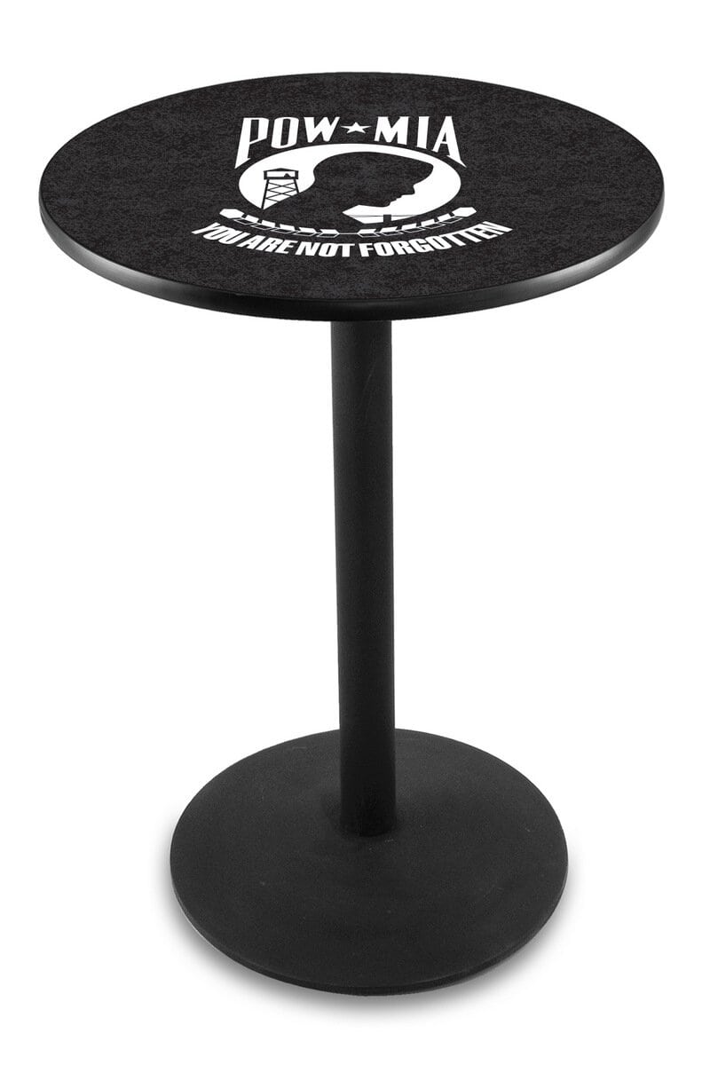 POW/MIA 42-Inch Pub Table with 36-Inch Top, Round Base Base, and Black Wrinkle Finish