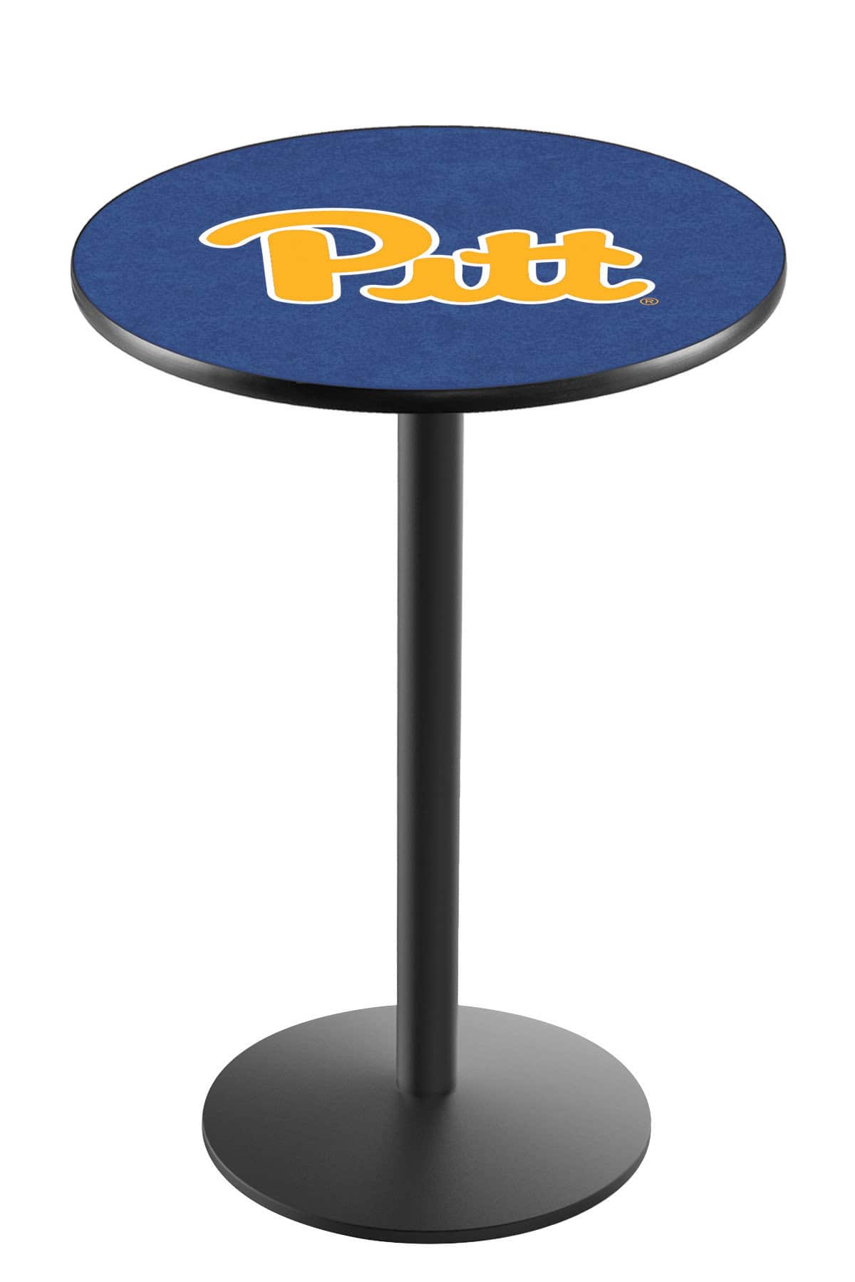 University of Pittsburgh 36-Inch Pub Table with 30-Inch Top, Round Base Base, and Black Wrinkle Finish