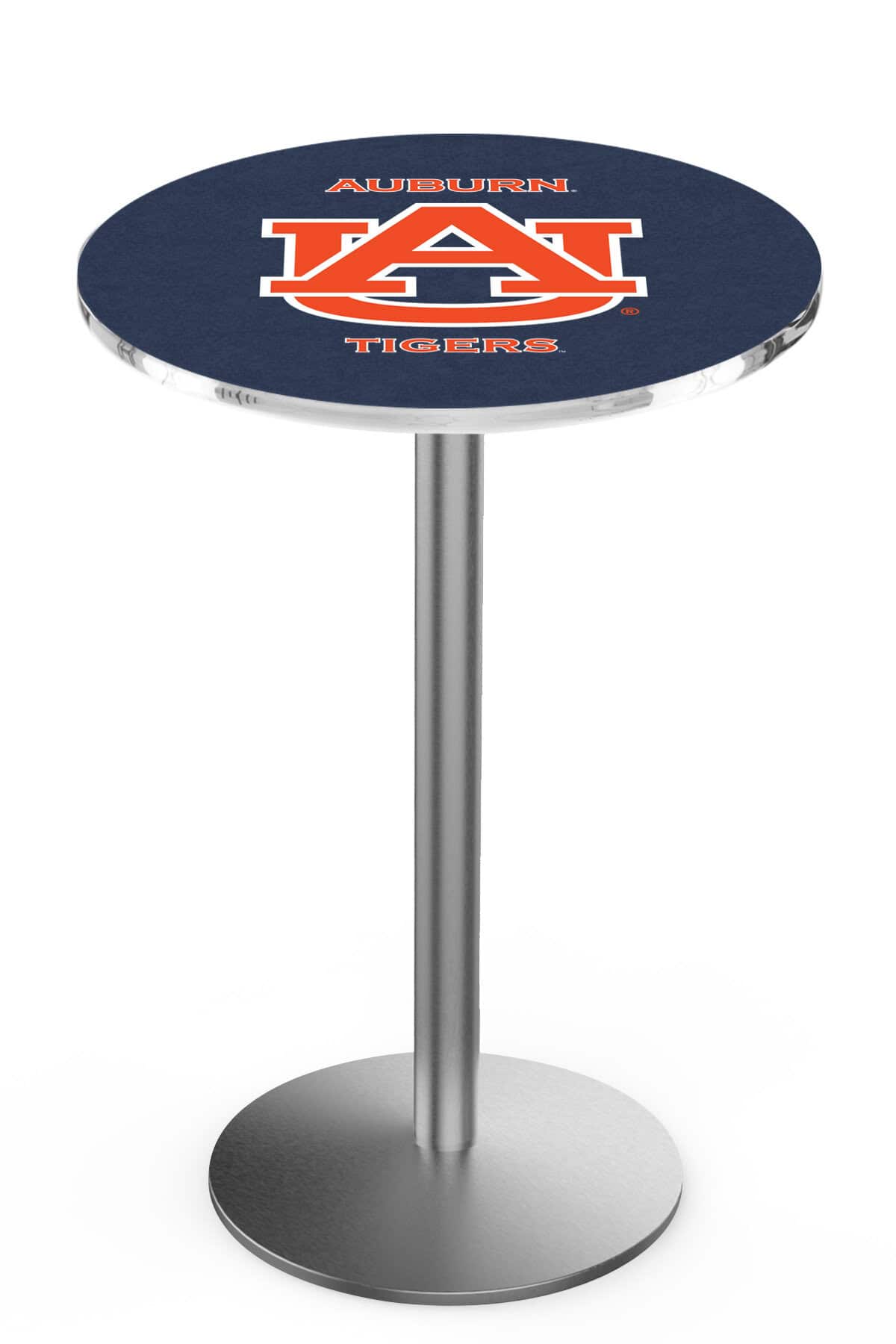 Auburn University 42-Inch Pub Table with 30-Inch Top, Round Base Base, and Stainless Finish