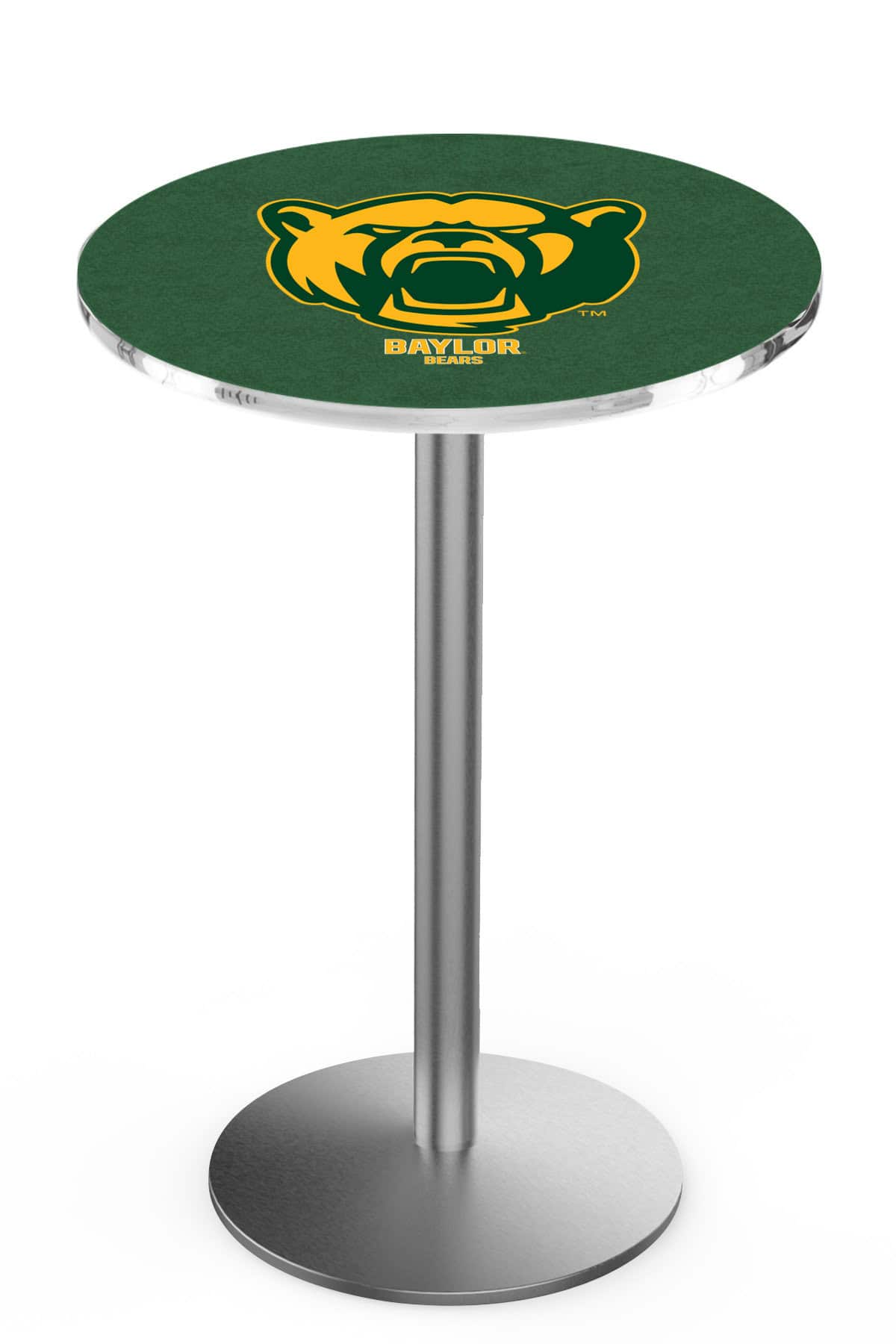 Baylor University 42-Inch Pub Table with 36-Inch Top, Round Base Base, and Stainless Finish