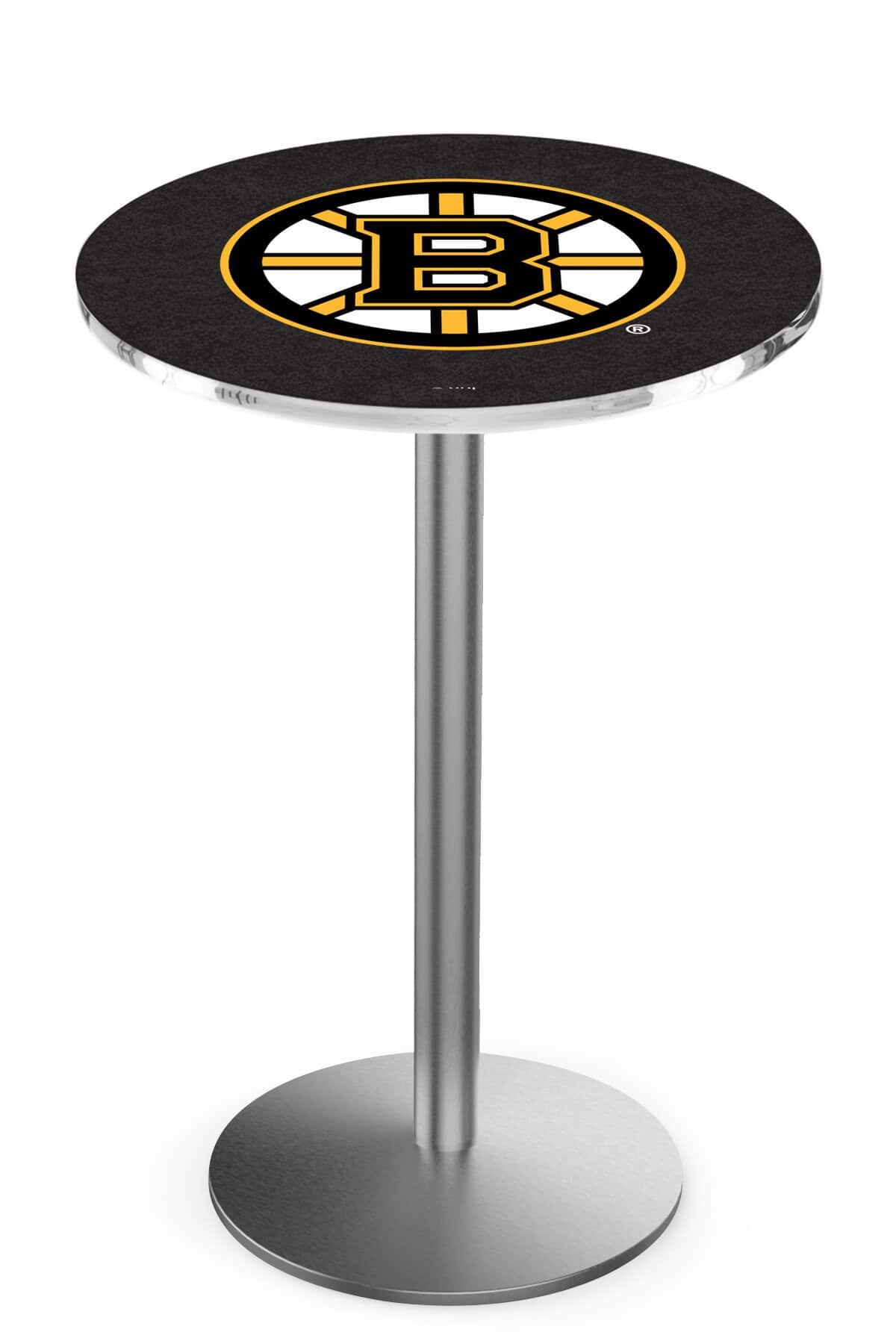 Boston Bruins 36-Inch Pub Table with 36-Inch Top, Round Base Base, and Stainless Finish