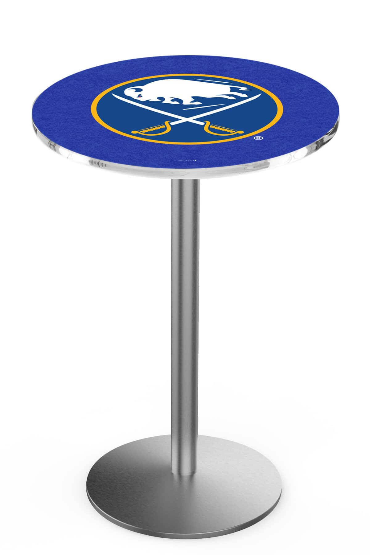 Buffalo Sabres 36-Inch Pub Table with 36-Inch Top, Round Base Base, and Stainless Finish