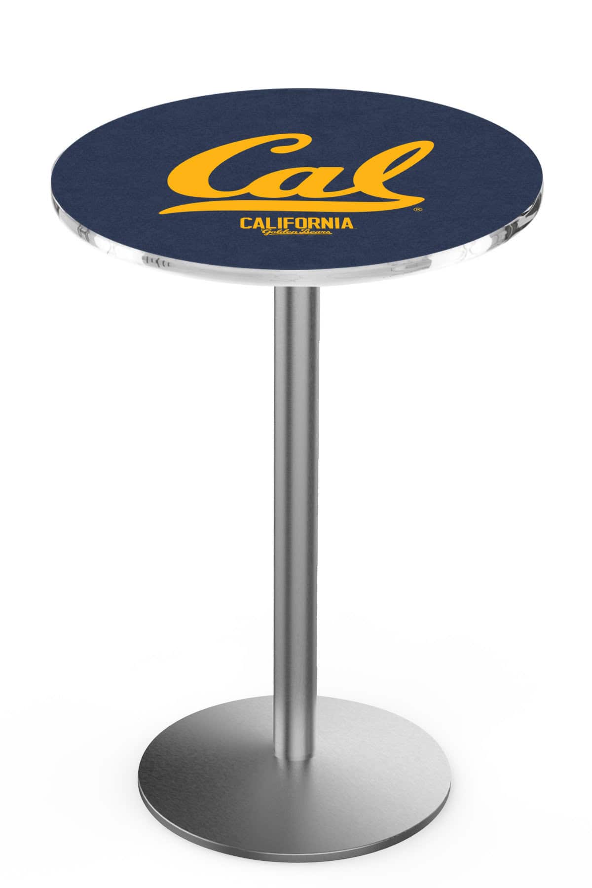 University of California 36-Inch Pub Table with 36-Inch Top, Round Base Base, and Stainless Finish