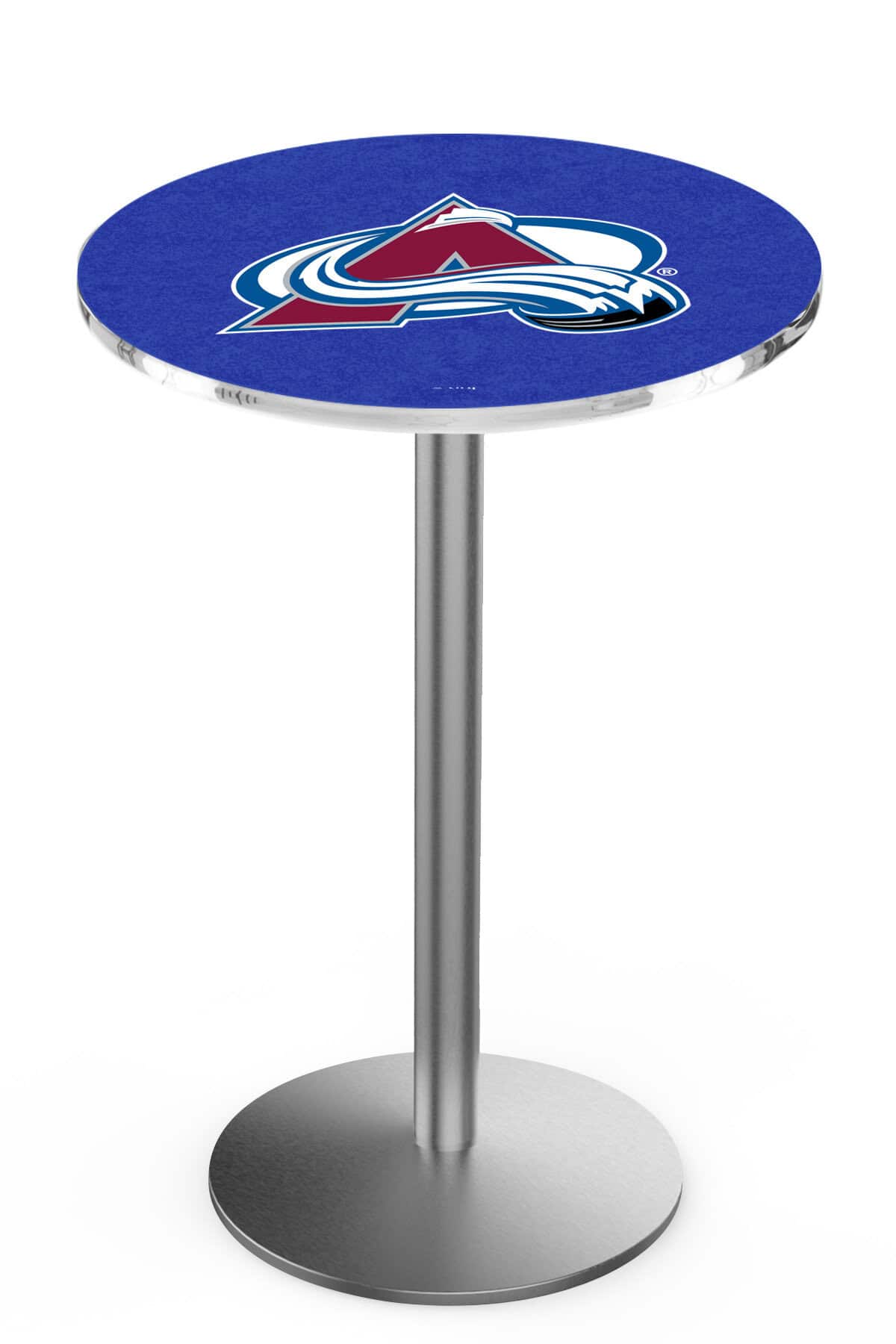 Colorado Avalanche 36-Inch Pub Table with 36-Inch Top, Round Base Base, and Stainless Finish