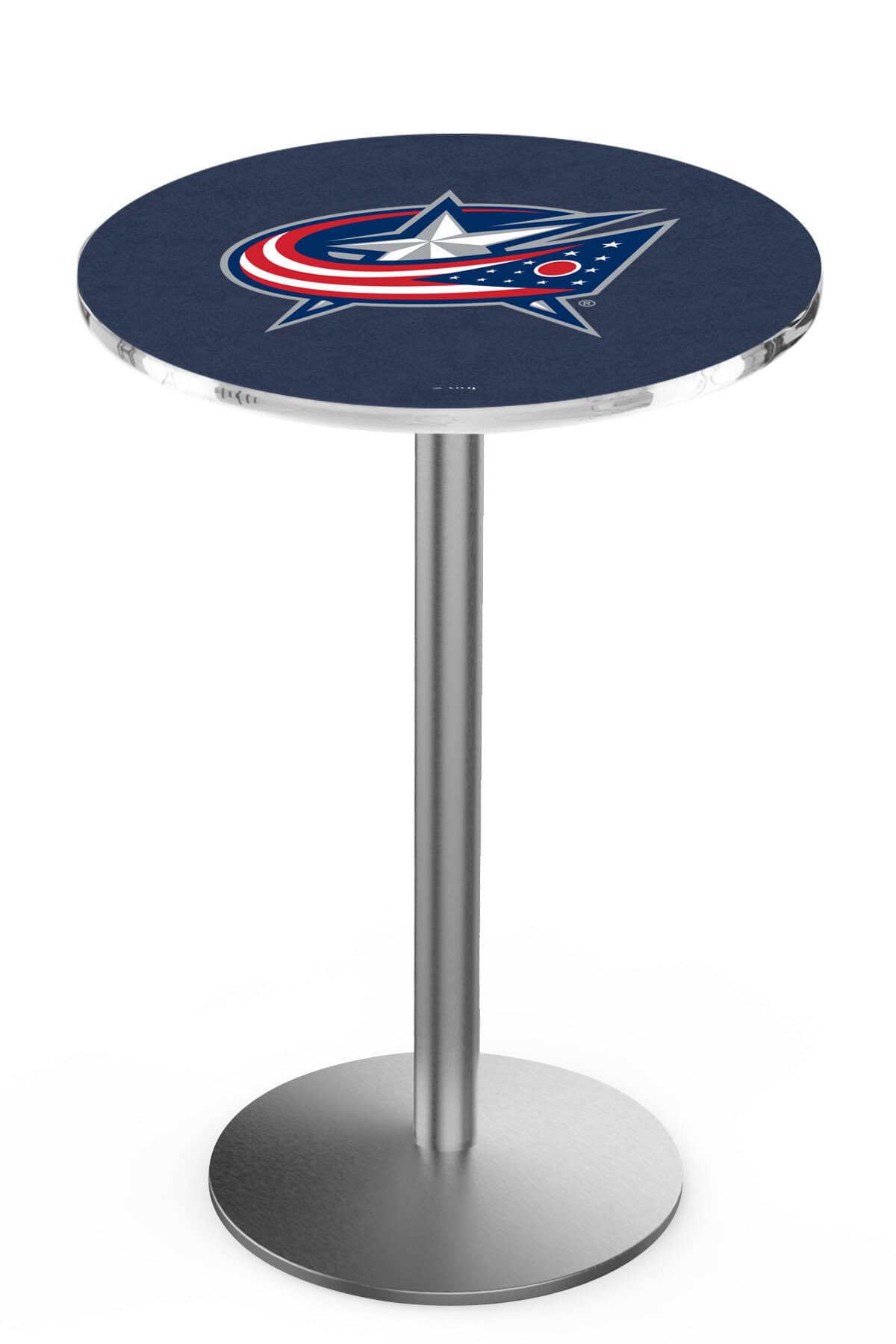 Columbus Blue Jackets 36-Inch Pub Table with 36-Inch Top, Round Base Base, and Stainless Finish