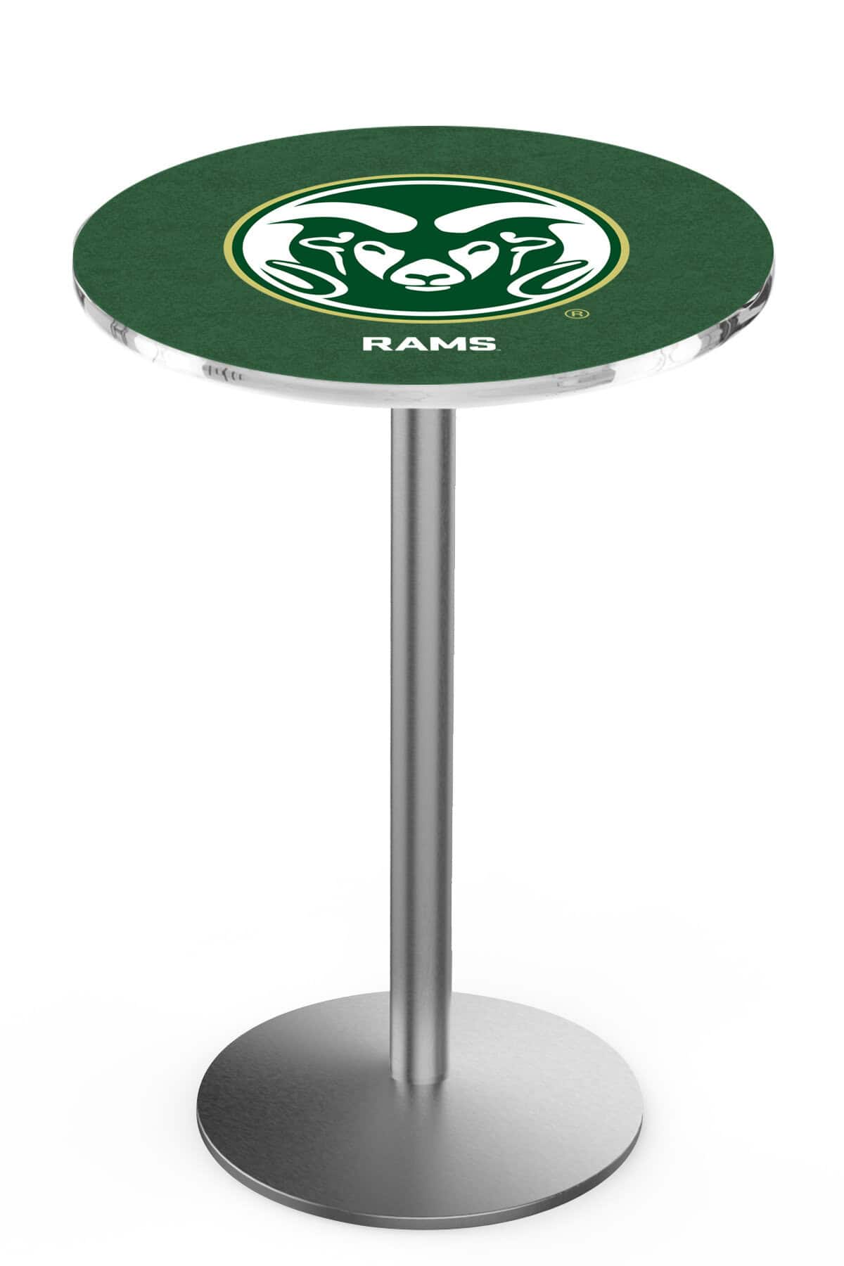 Colorado State University 42-Inch Pub Table with 30-Inch Top, Round Base Base, and Stainless Finish