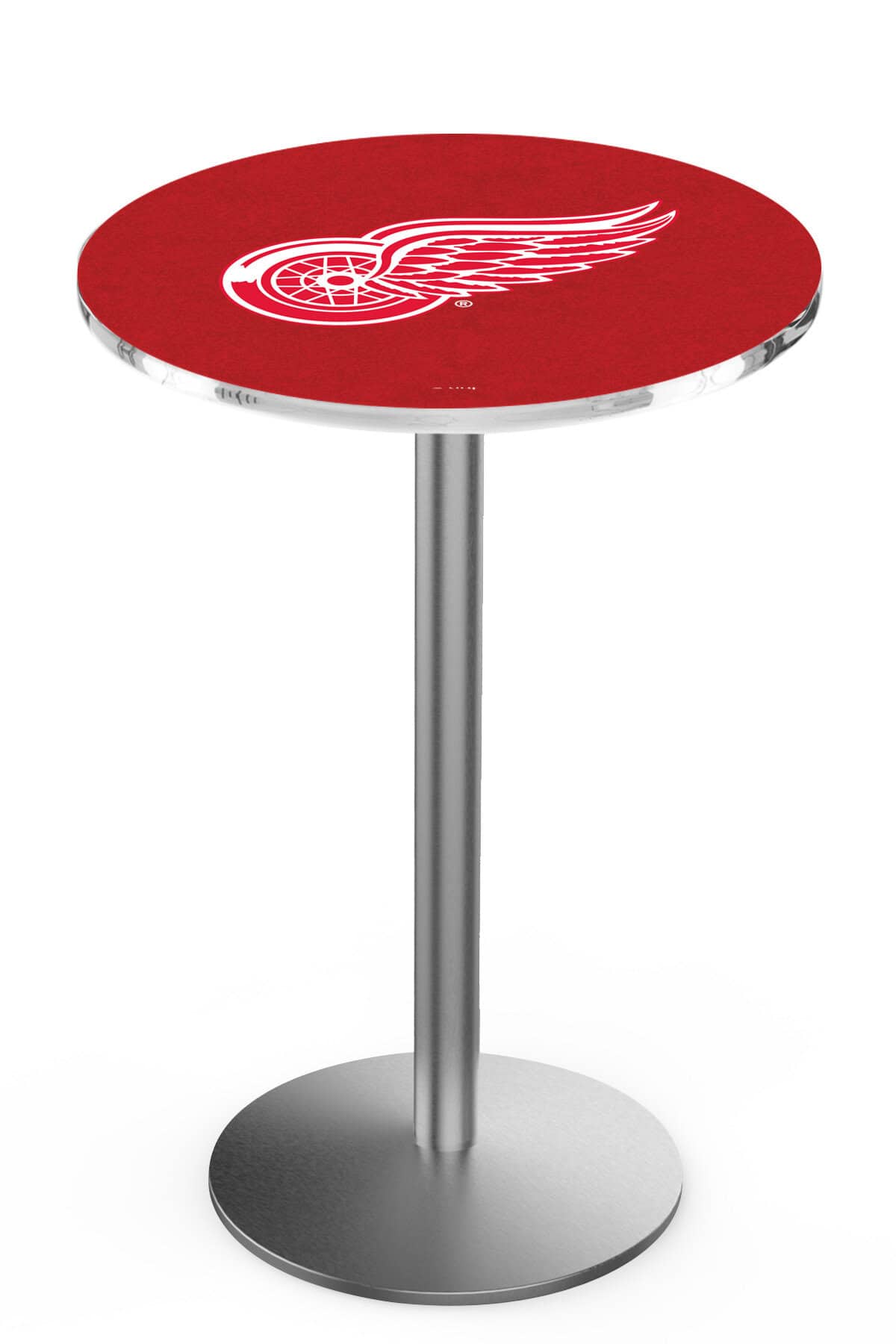 Detroit Red Wings 36-Inch Pub Table with 30-Inch Top, Round Base Base, and Stainless Finish