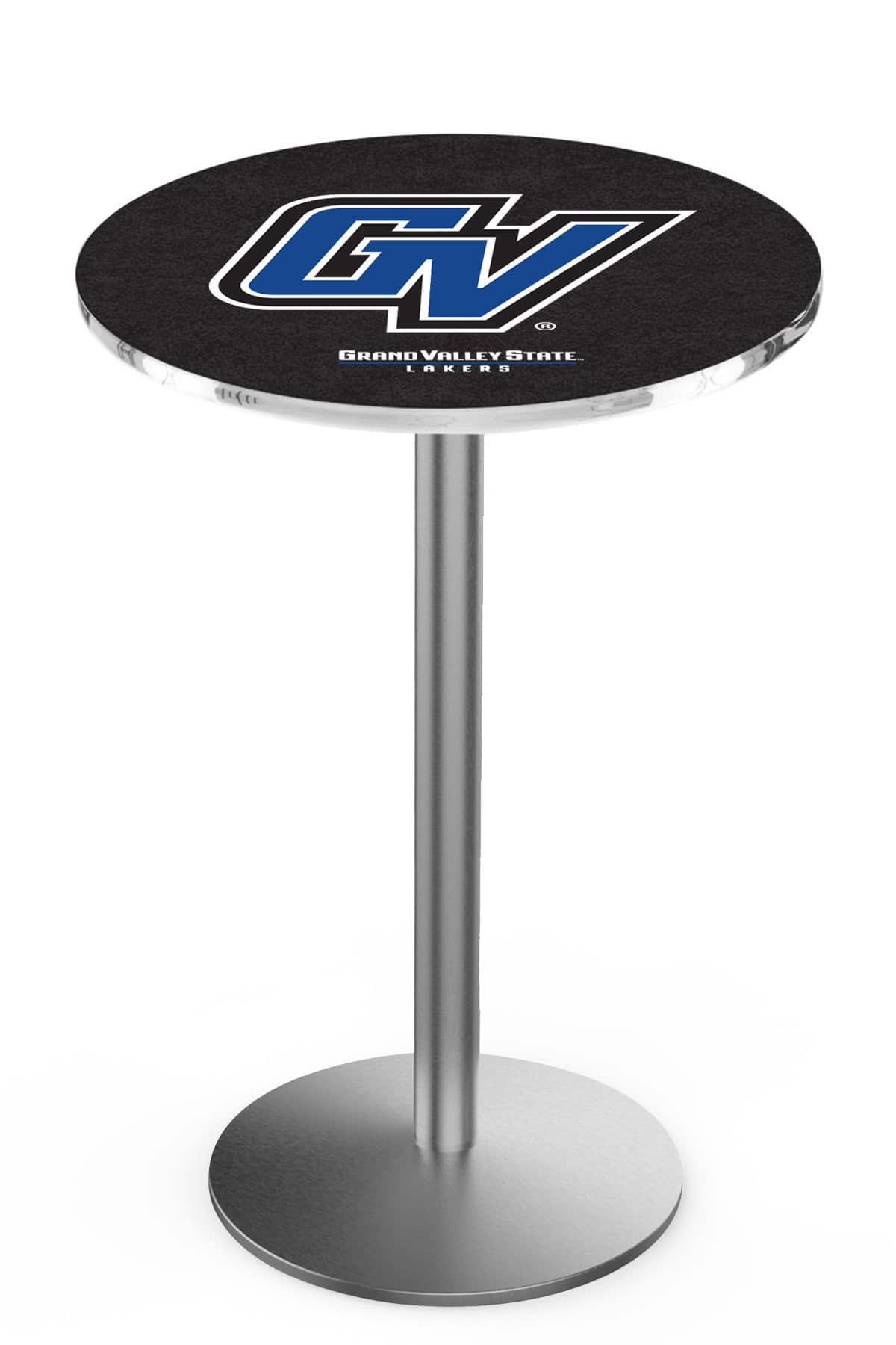 Grand Valley State University 42-Inch Pub Table with 36-Inch Top, Round Base Base, and Stainless Finish