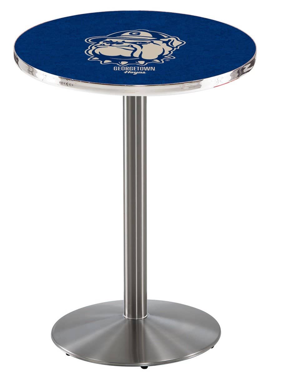 Georgetown University 42-Inch Pub Table with 30-Inch Top, Round Base Base, and Stainless Finish