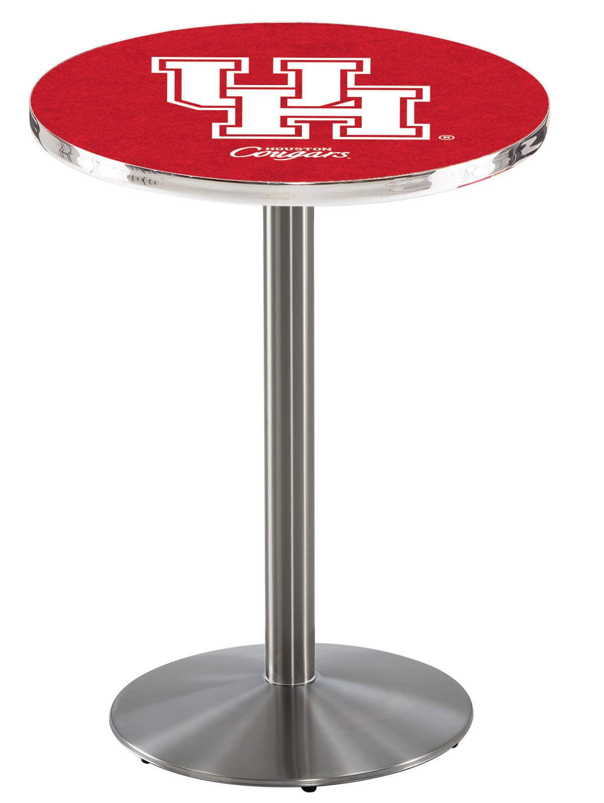 University of Houston 42-Inch Pub Table with 30-Inch Top, Round Base Base, and Stainless Finish