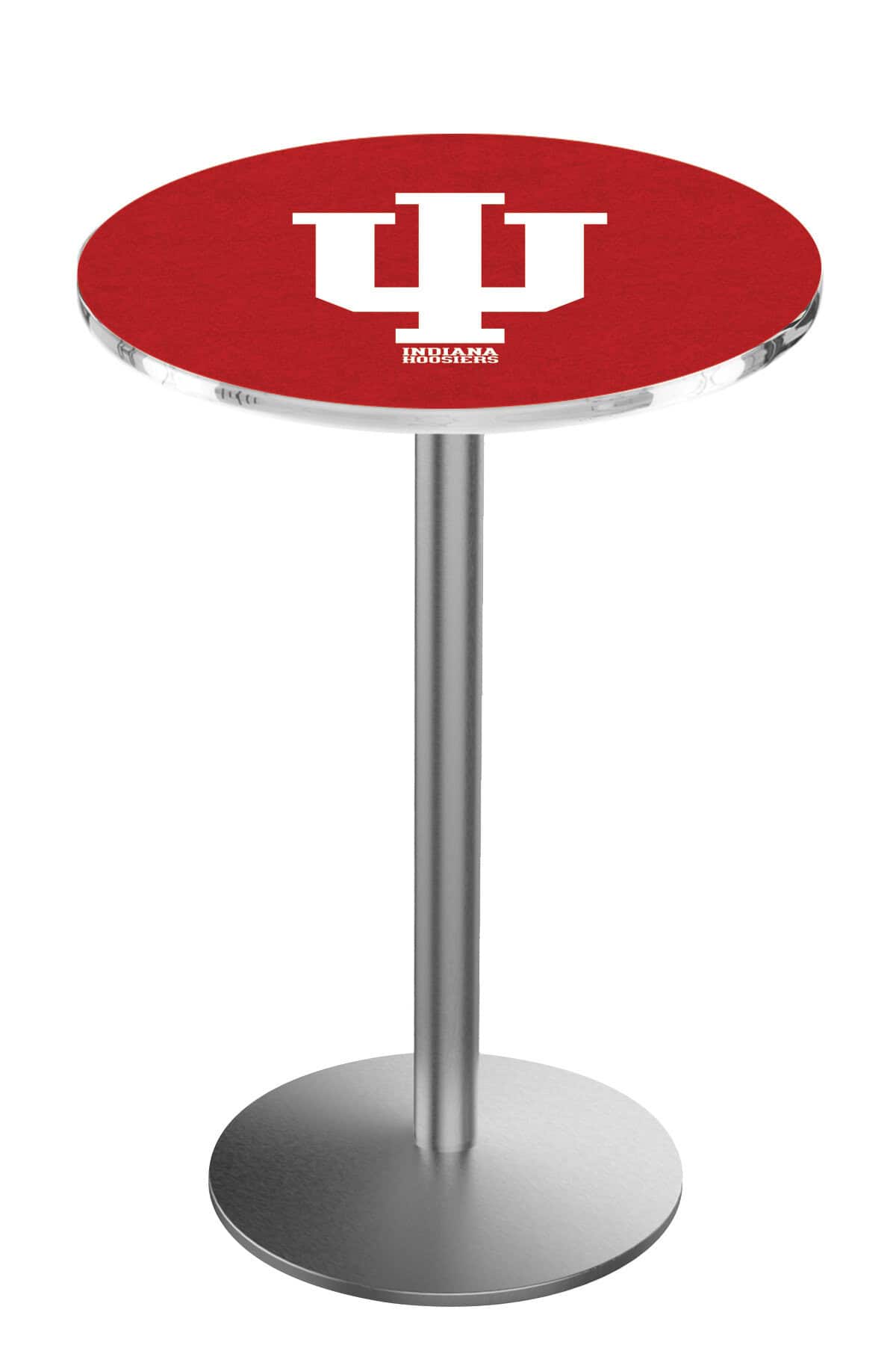Indiana University 42-Inch Pub Table with 36-Inch Top, Round Base Base, and Stainless Finish