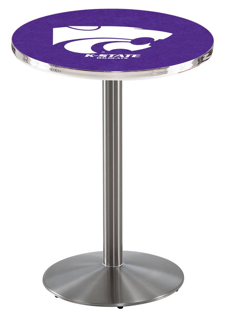 Kansas State University 42-Inch Pub Table with 30-Inch Top, Round Base Base, and Stainless Finish