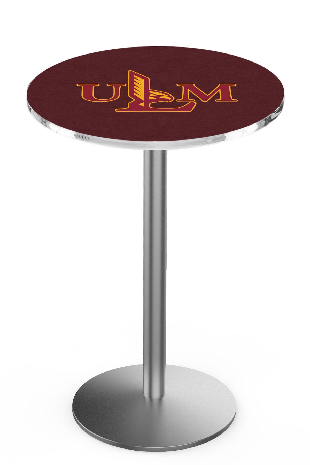 University of Louisiana at Monroe 42-Inch Pub Table with 36-Inch Top, Round Base Base, and Stainless Finish