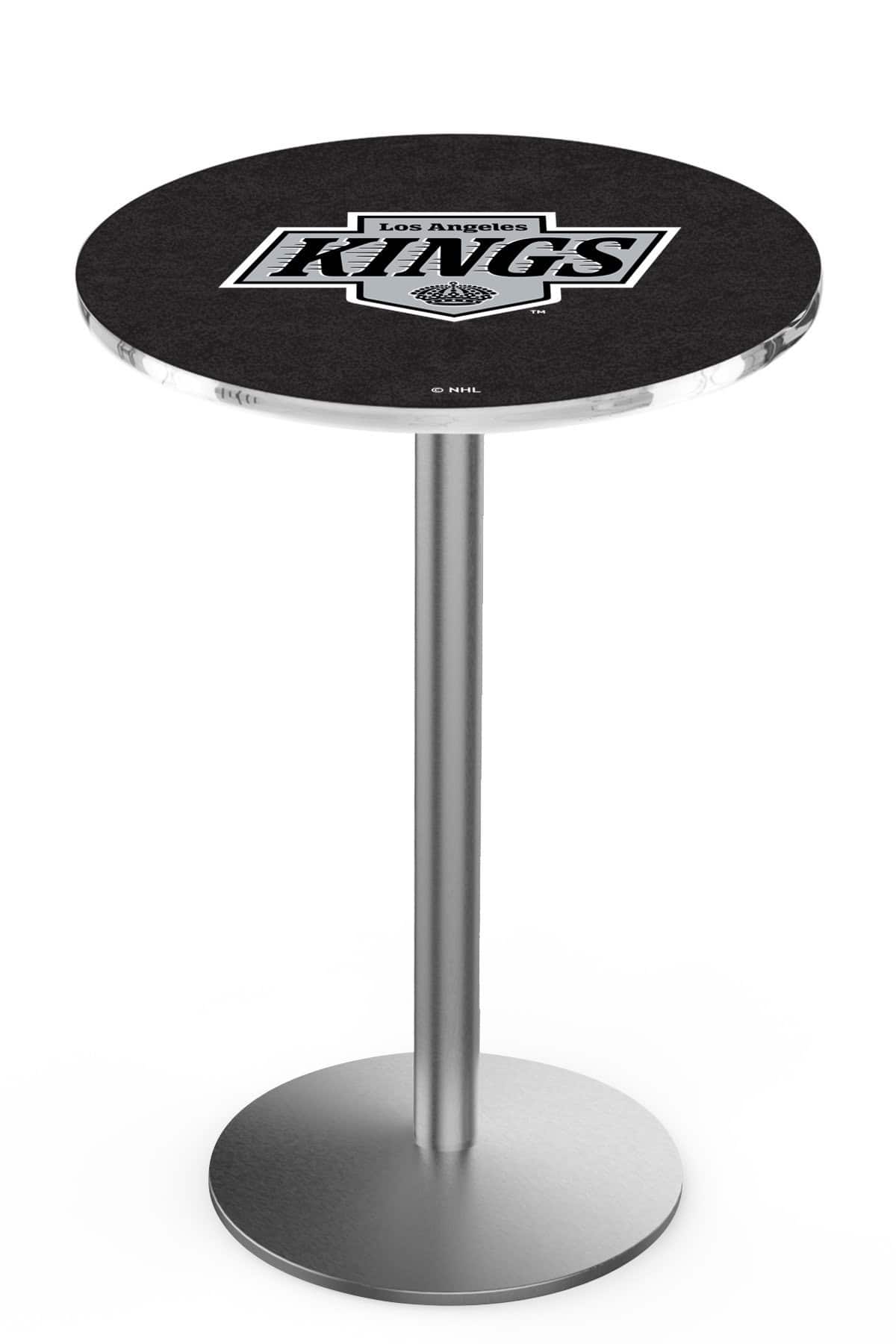 Los Angeles Kings 42-Inch Pub Table with 36-Inch Top, Round Base Base, and Stainless Finish