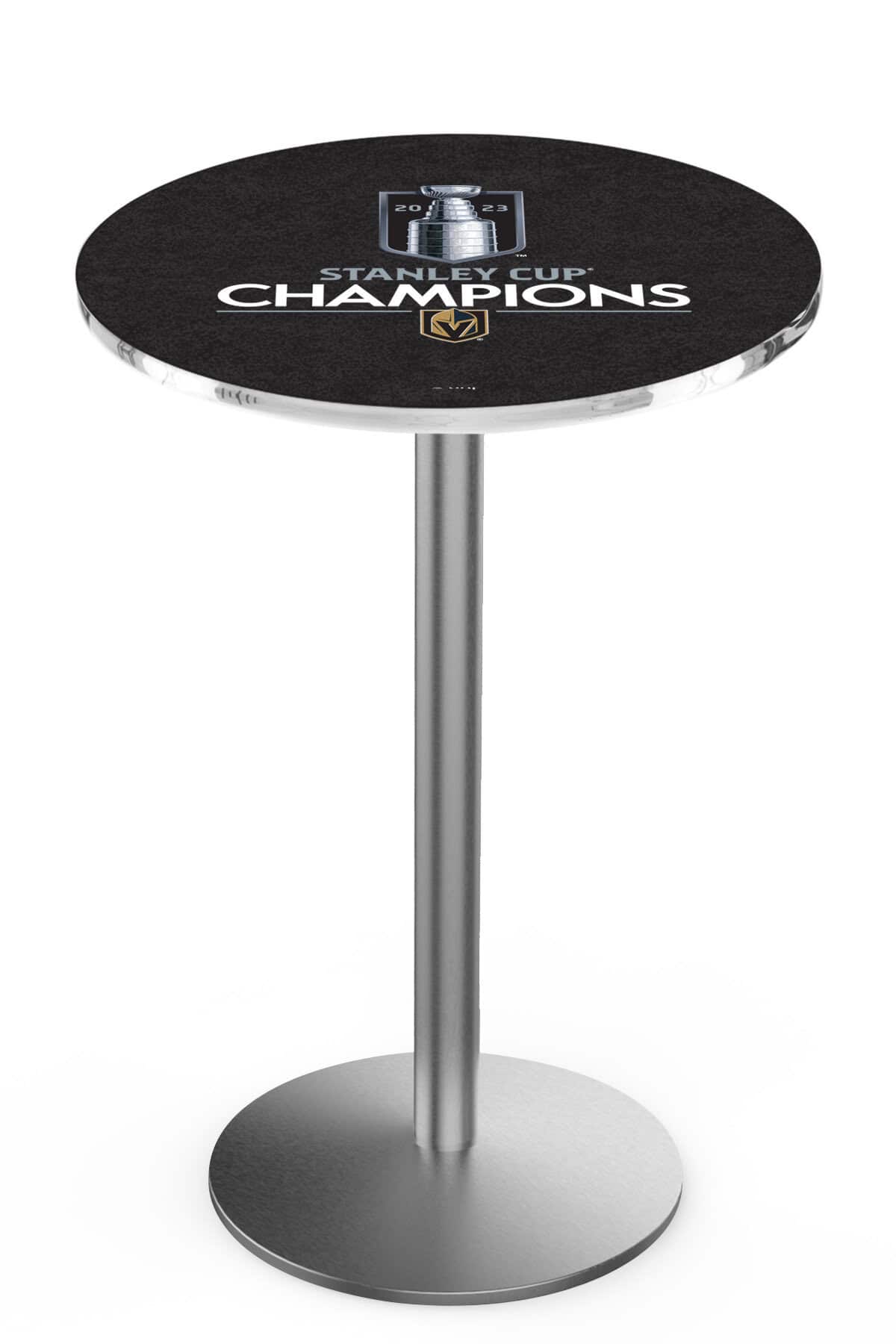 Vegas Golden Knights - 2023 Stanley Cup 36-Inch Pub Table with 36-Inch Top, Round Base Base, and Stainless Finish