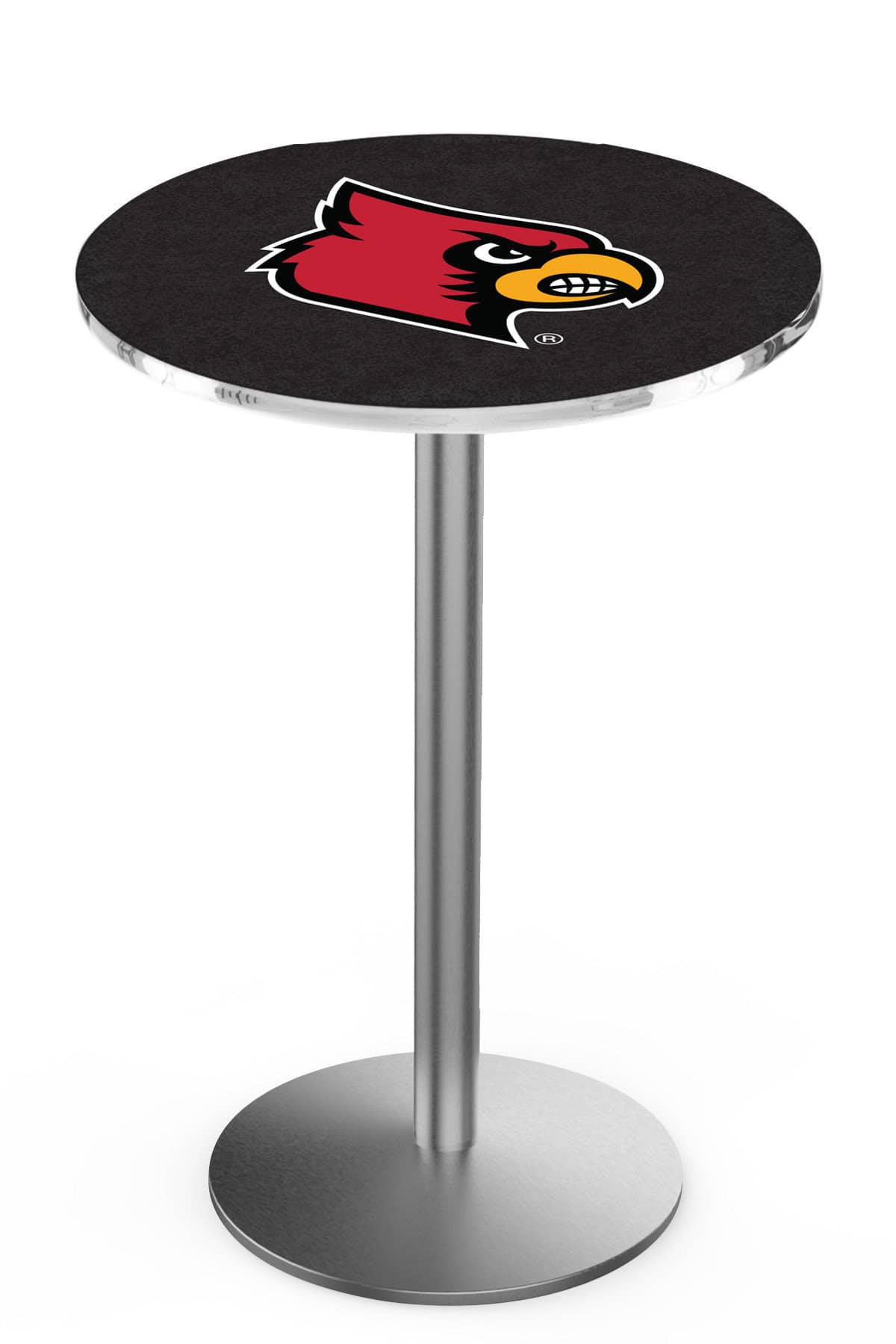University of Louisville 42-Inch Pub Table with 36-Inch Top, Round Base Base, and Stainless Finish