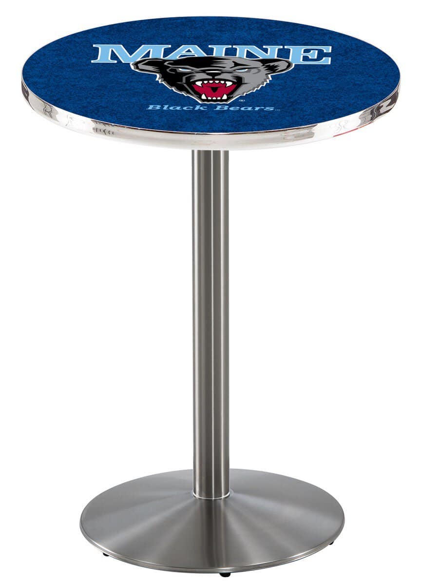 University of Maine 36-Inch Pub Table with 30-Inch Top, Round Base Base, and Stainless Finish