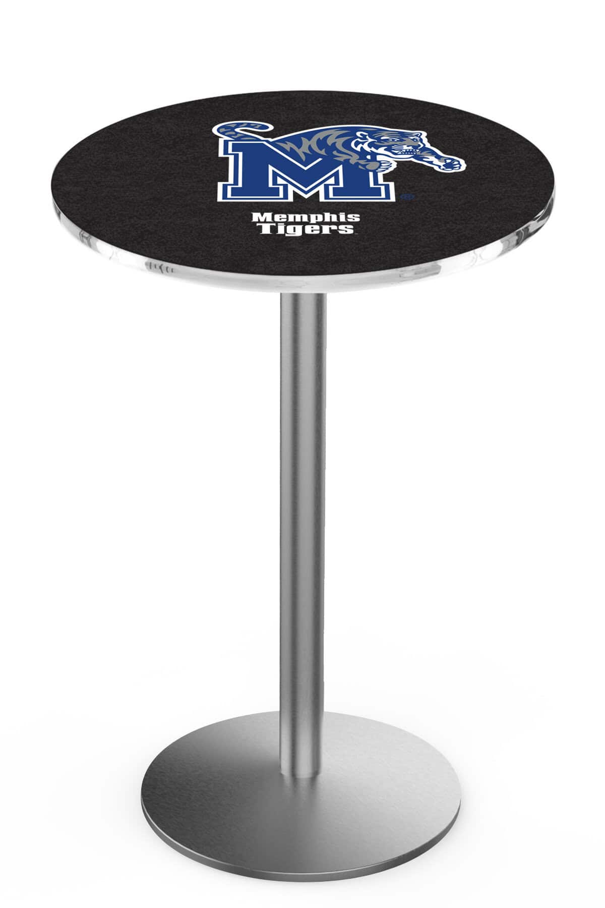 University of Memphis 42-Inch Pub Table with 36-Inch Top, Round Base Base, and Stainless Finish