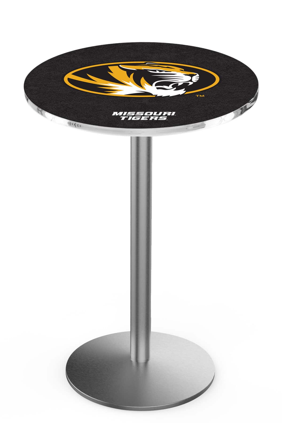 University of Missouri 42-Inch Pub Table with 30-Inch Top, Round Base Base, and Stainless Finish
