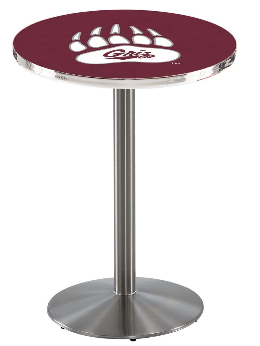 University of Montana 36-Inch Pub Table with 30-Inch Top, Round Base Base, and Stainless Finish