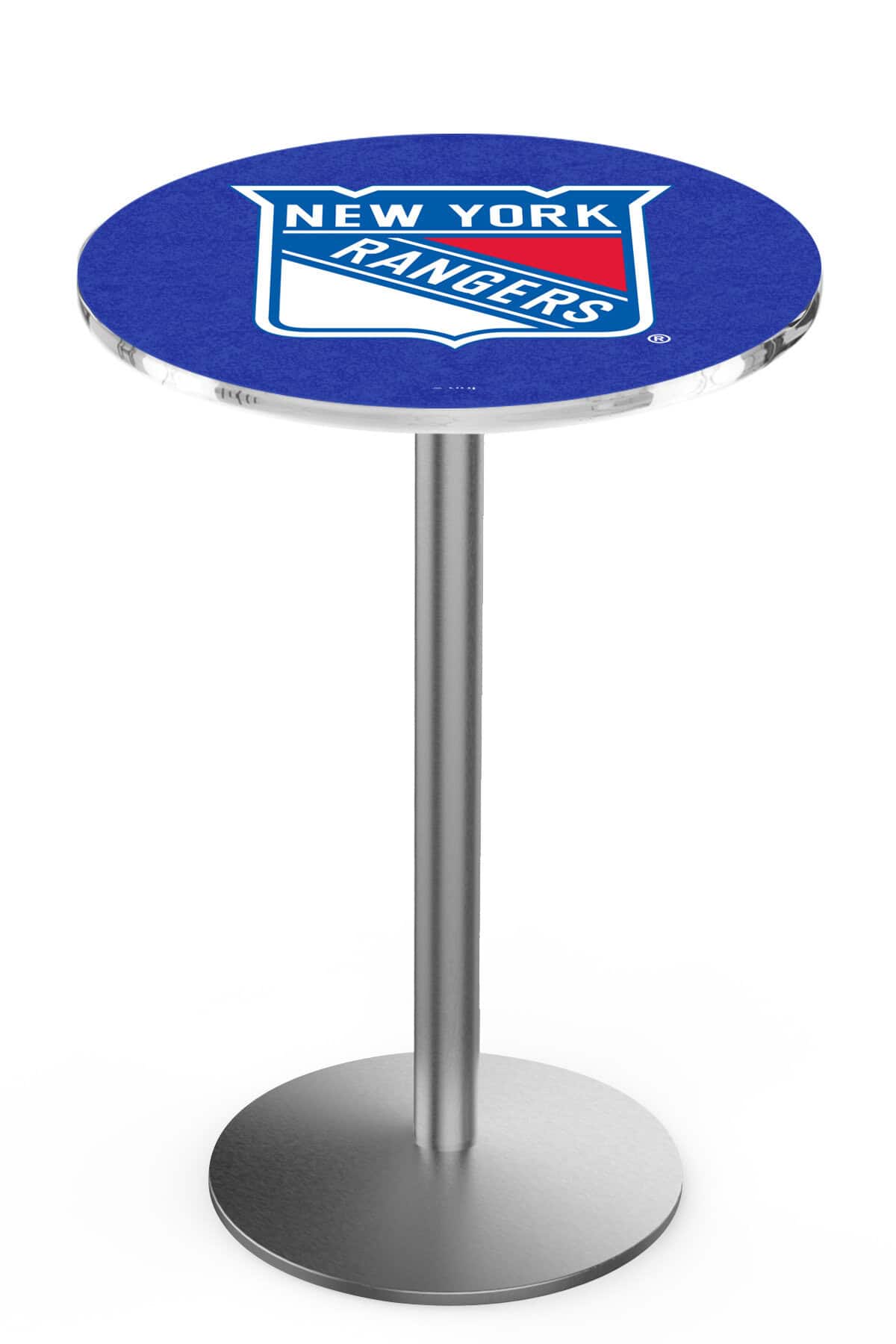 New York Rangers 42-Inch Pub Table with 30-Inch Top, Round Base Base, and Stainless Finish