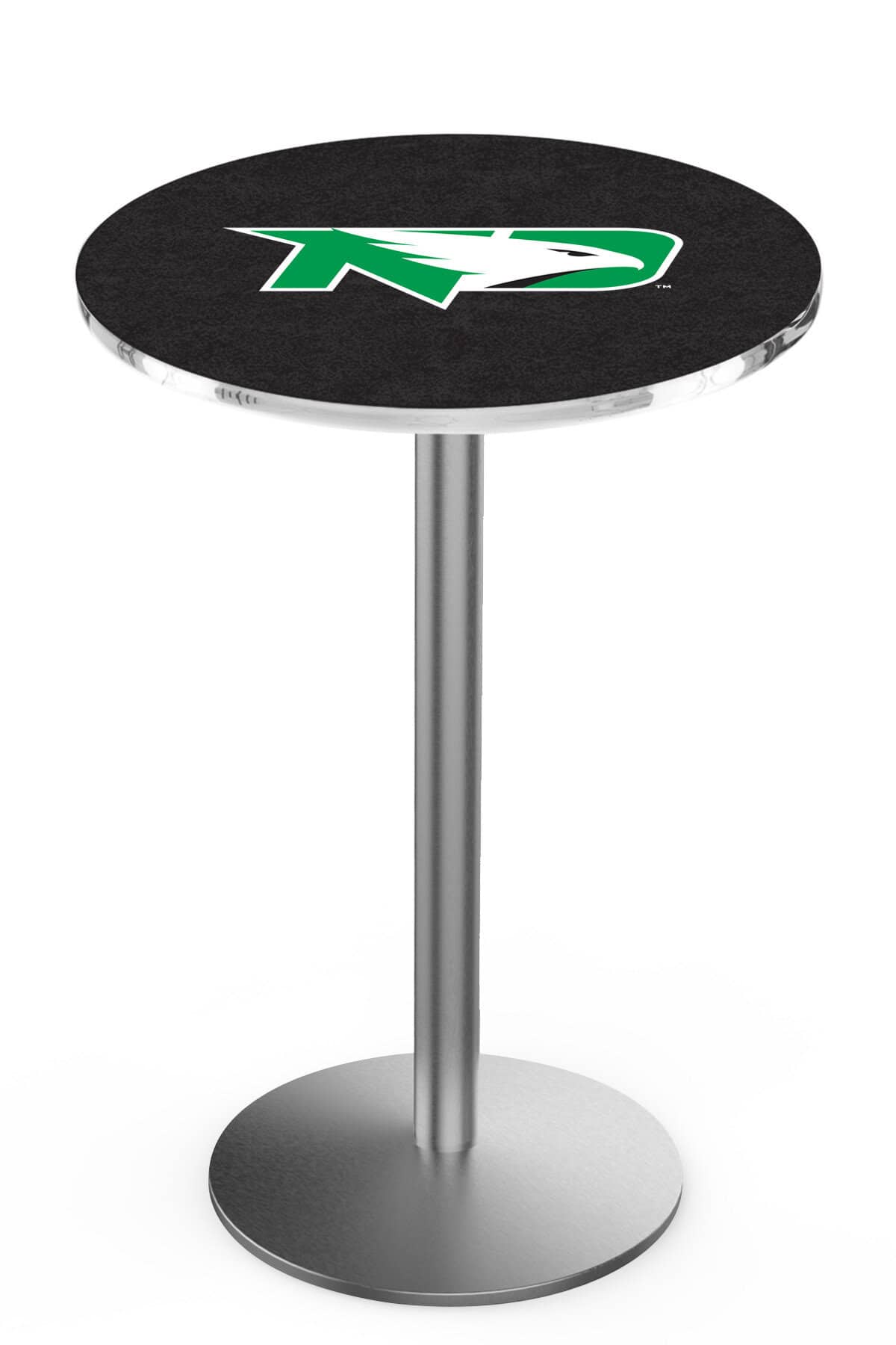 University of North Dakota 42-Inch Pub Table with 36-Inch Top, Round Base Base, and Stainless Finish