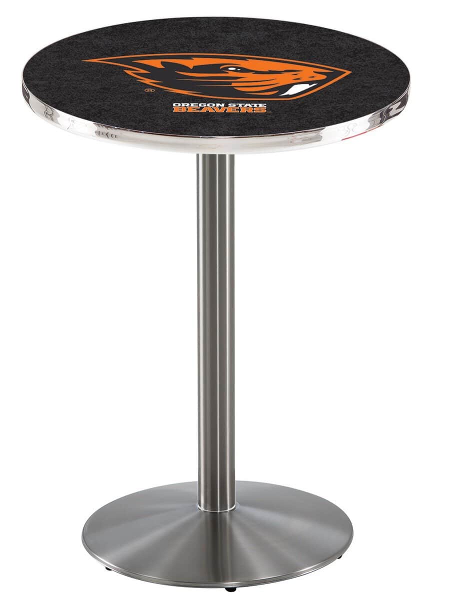 Oregon State University 42-Inch Pub Table with 30-Inch Top, Round Base Base, and Stainless Finish