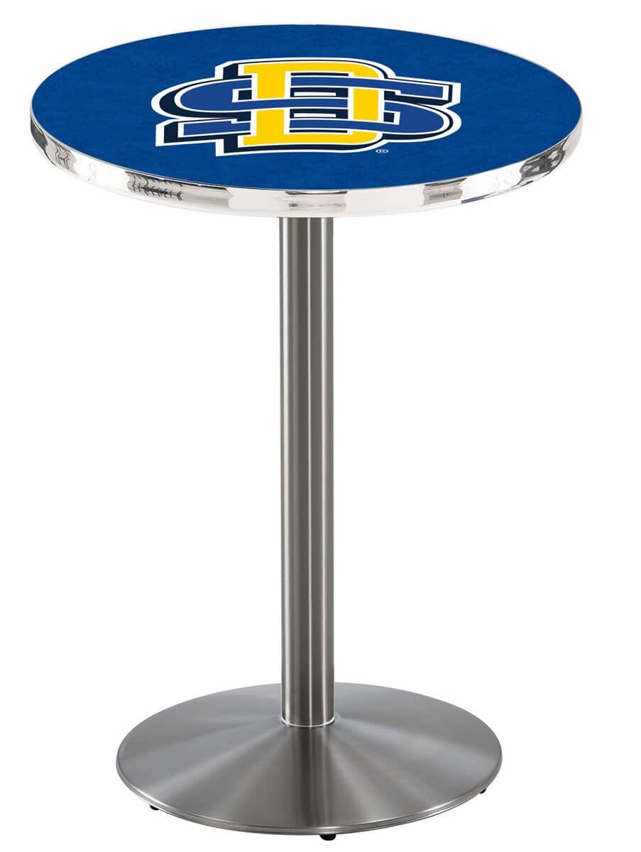 South Dakota State University 42-Inch Pub Table with 30-Inch Top, Round Base Base, and Stainless Finish