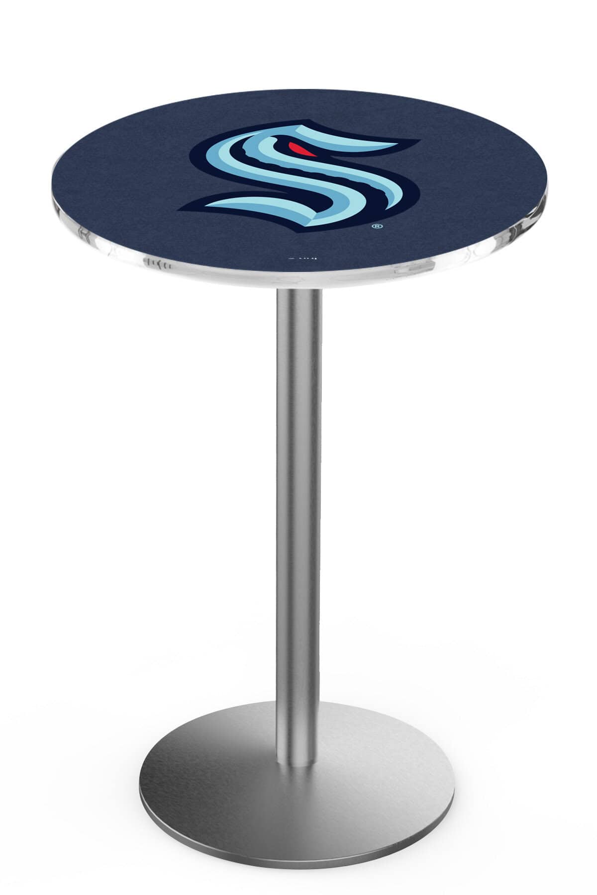 Seattle Kraken 36-Inch Pub Table with 36-Inch Top, Round Base Base, and Stainless Finish
