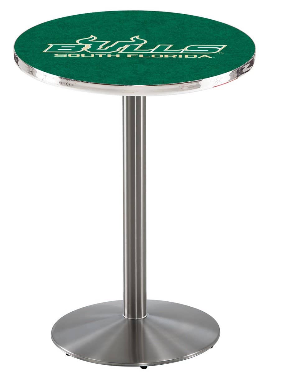 University of South Florida 42-Inch Pub Table with 36-Inch Top, Round Base Base, and Stainless Finish