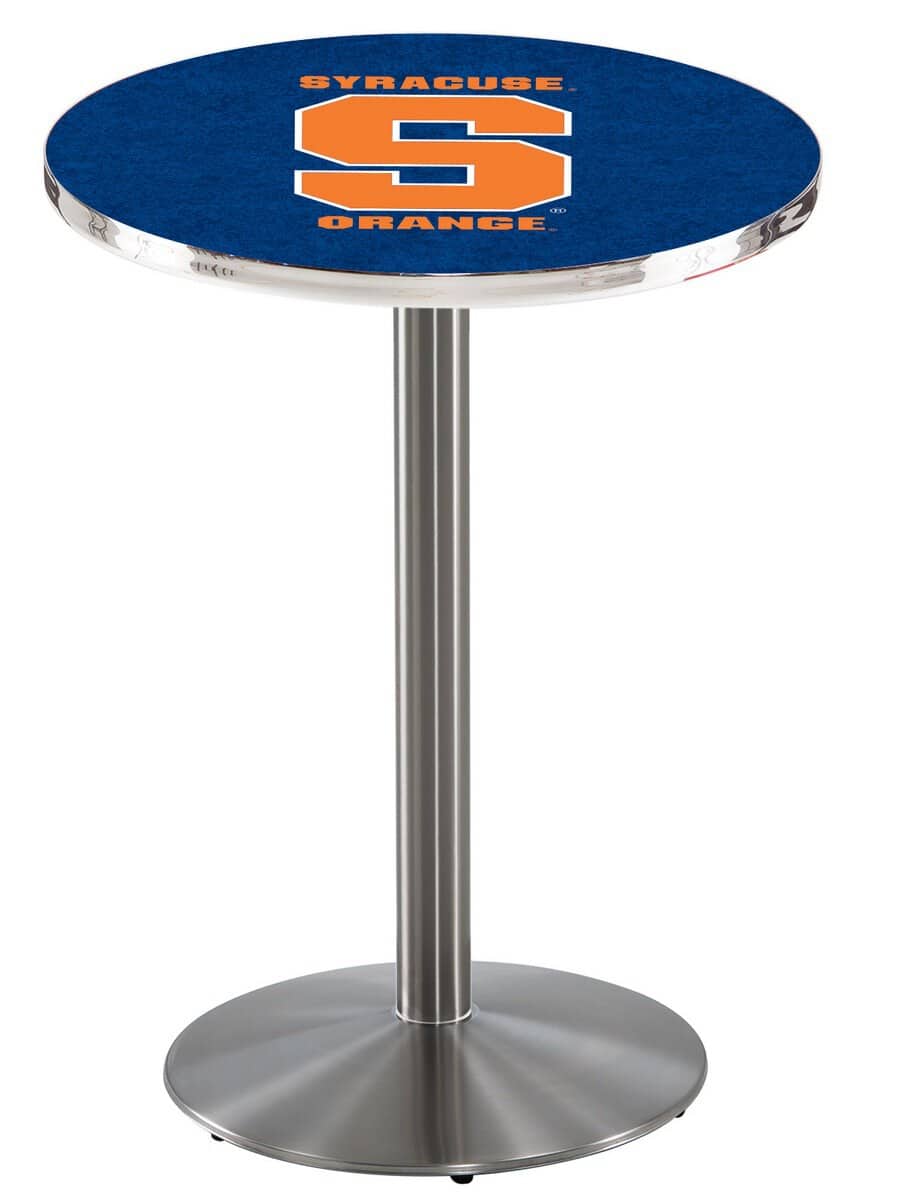 Syracuse University 42-Inch Pub Table with 30-Inch Top, Round Base Base, and Stainless Finish