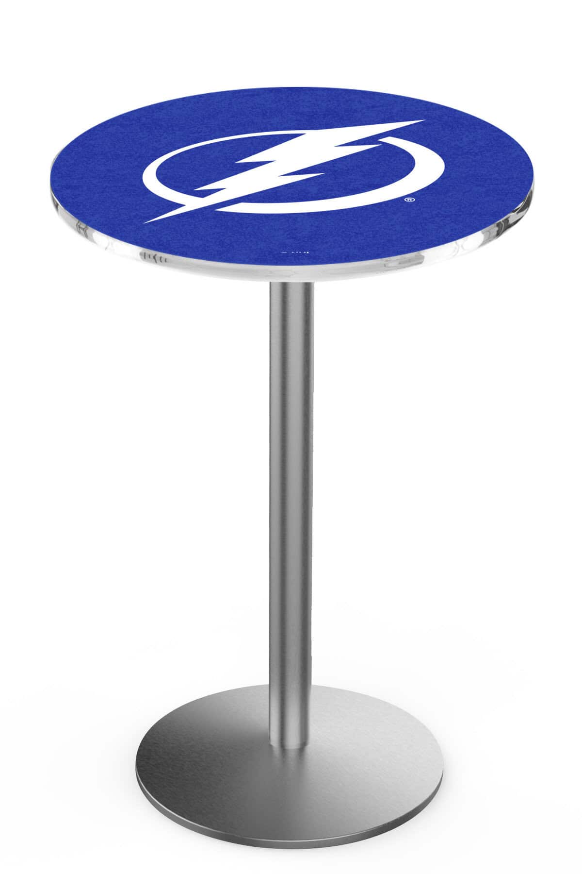 Tampa Bay Lightning 42-Inch Pub Table with 30-Inch Top, Round Base Base, and Stainless Finish