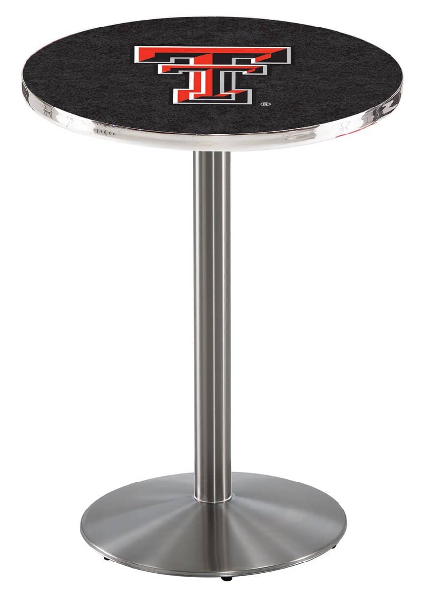 Texas Tech University 42-Inch Pub Table with 30-Inch Top, Round Base Base, and Stainless Finish
