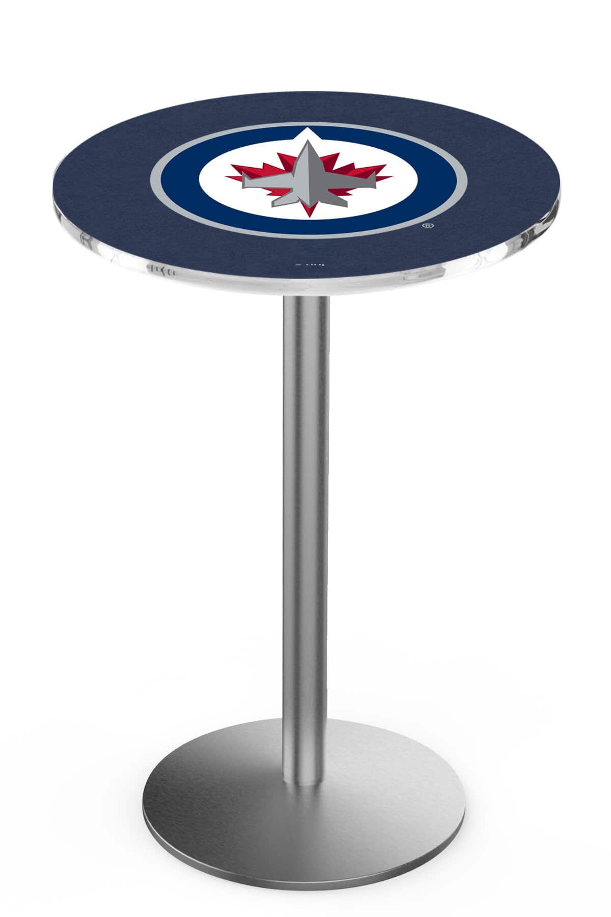 Winnipeg Jets 42-Inch Pub Table with 30-Inch Top, Round Base Base, and Stainless Finish