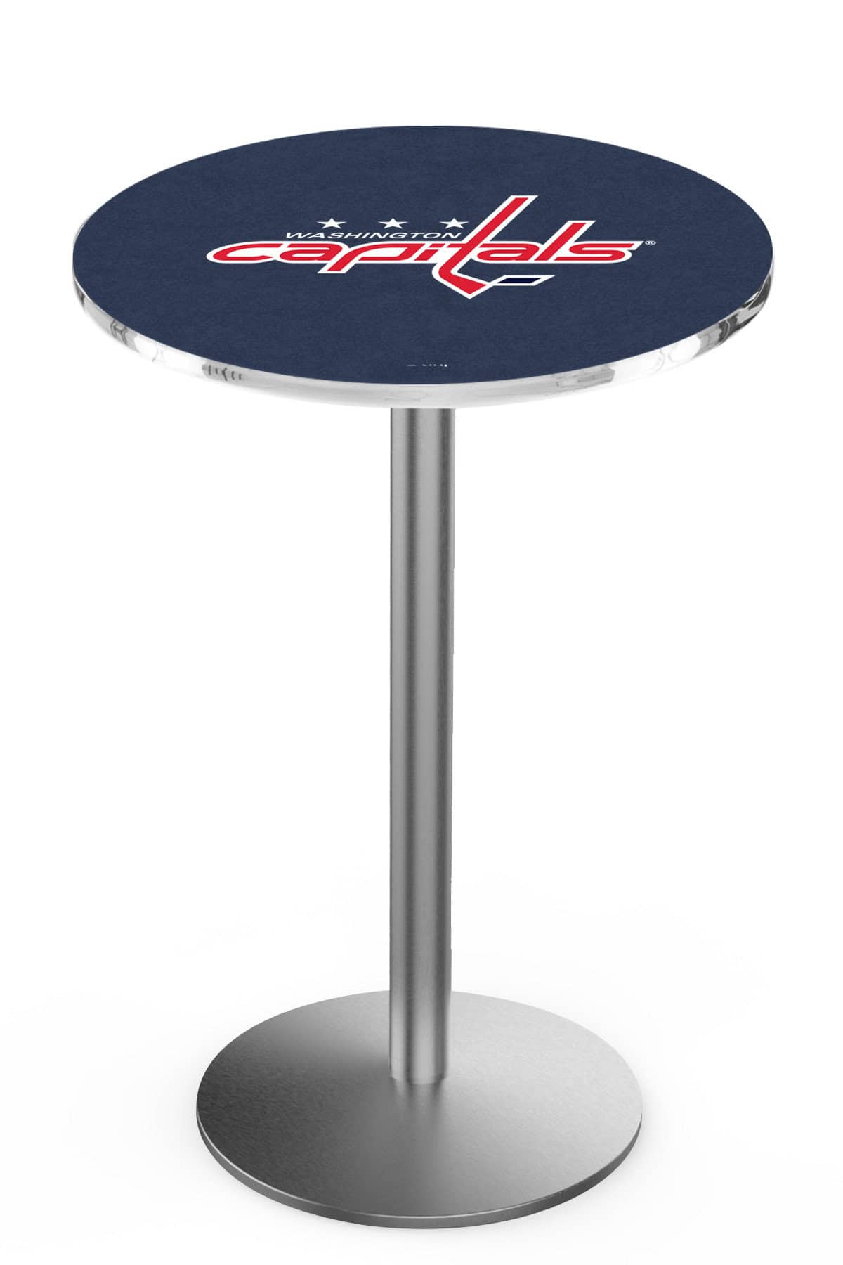 Washington Capitals 36-Inch Pub Table with 36-Inch Top, Round Base Base, and Stainless Finish