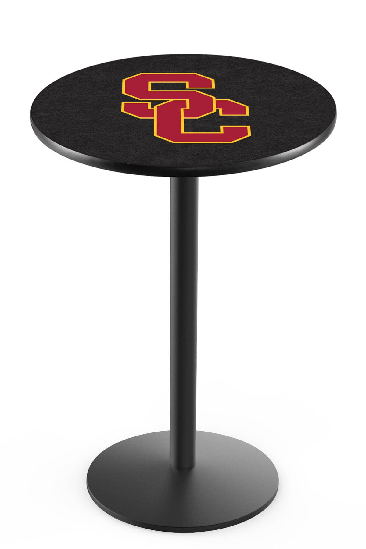 University of Southern California 42-Inch Pub Table with 36-Inch Top, Round Base Base, and Black Wrinkle Finish