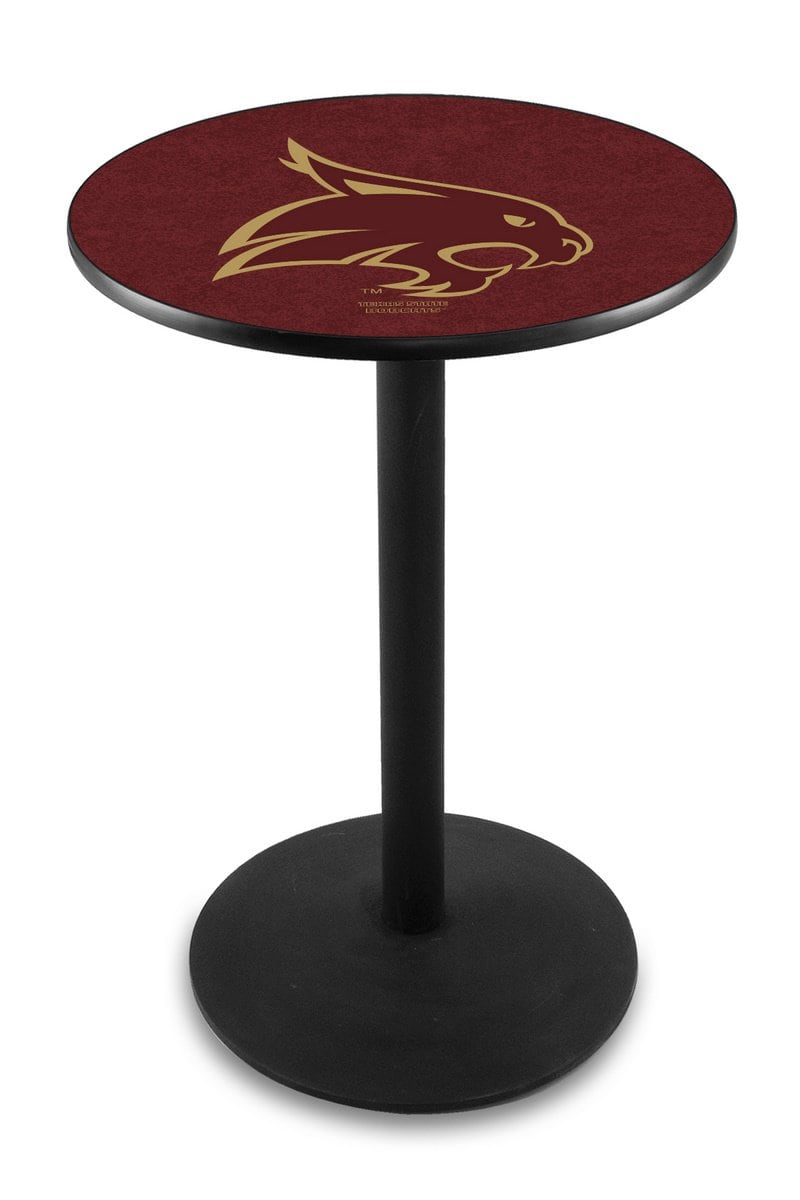 Texas State University 36-Inch Pub Table with 36-Inch Top, Round Base Base, and Black Wrinkle Finish