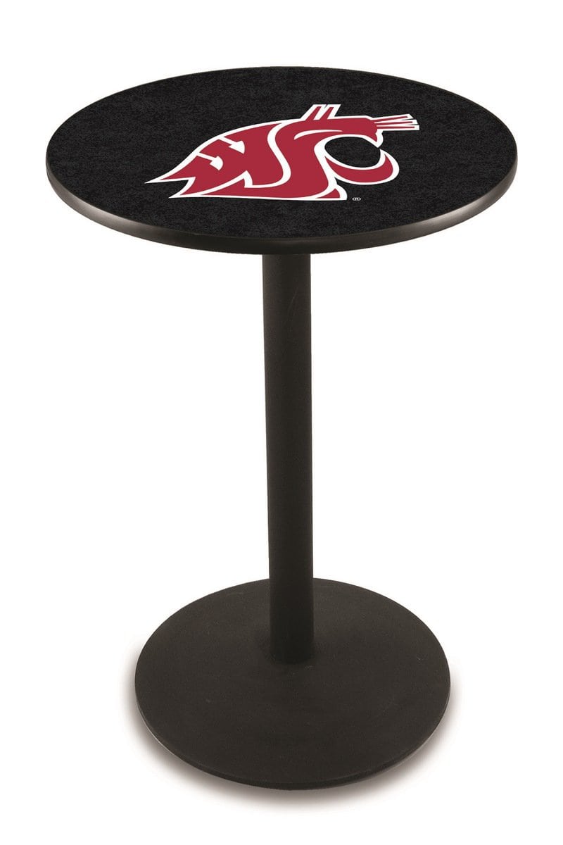 Washington State University 36-Inch Pub Table with 30-Inch Top, Round Base Base, and Black Wrinkle Finish