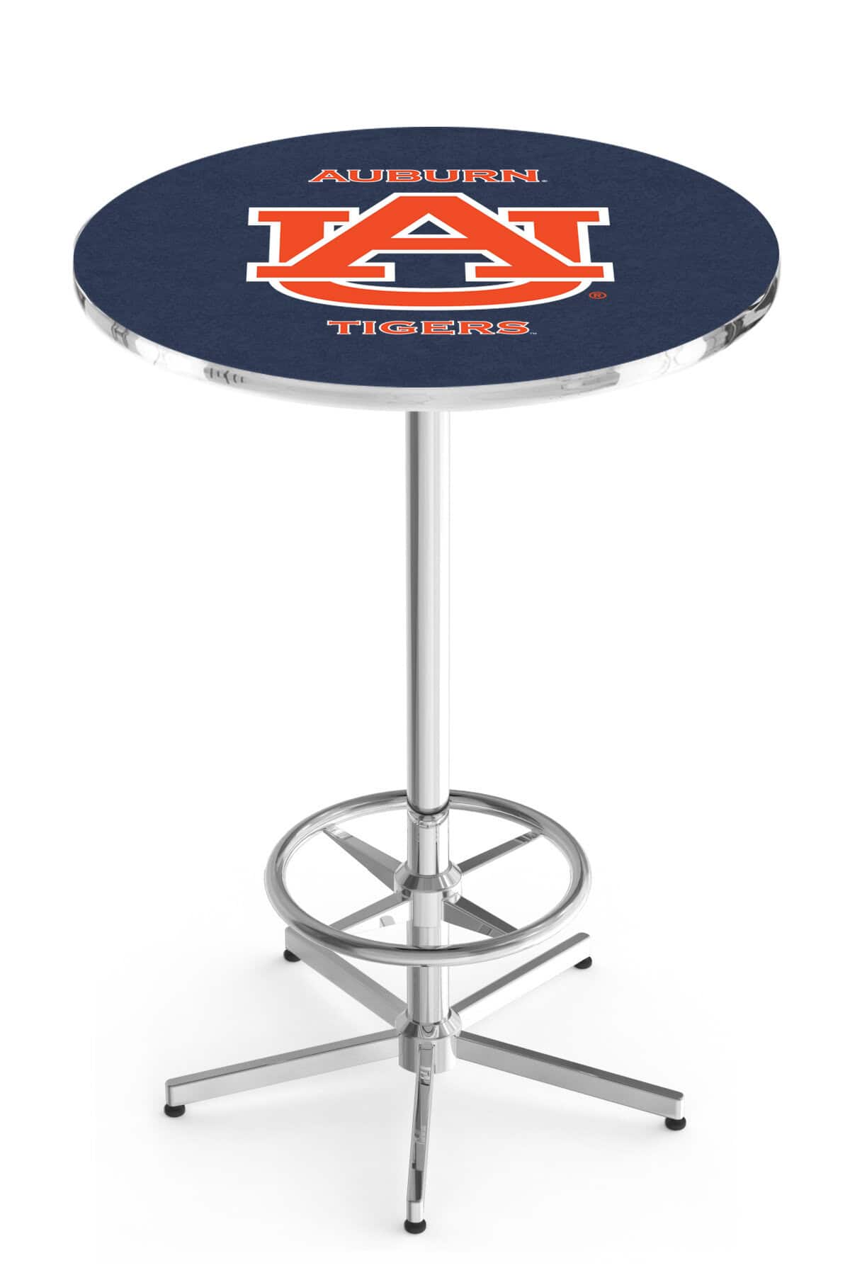 Auburn University 42-Inch Pub Table with 30-Inch Top, Star Base Base, and Chrome Finish