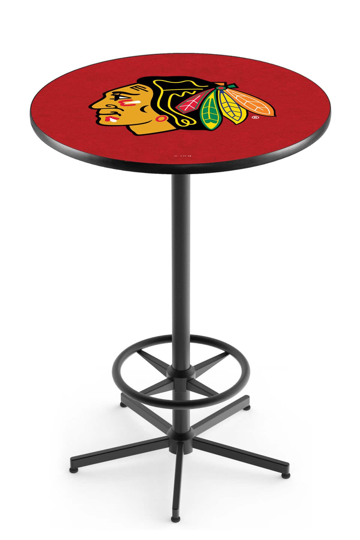 Chicago Blackhawks 42-Inch Pub Table with 36-Inch Top, Star Base Base, and Black Wrinkle Finish